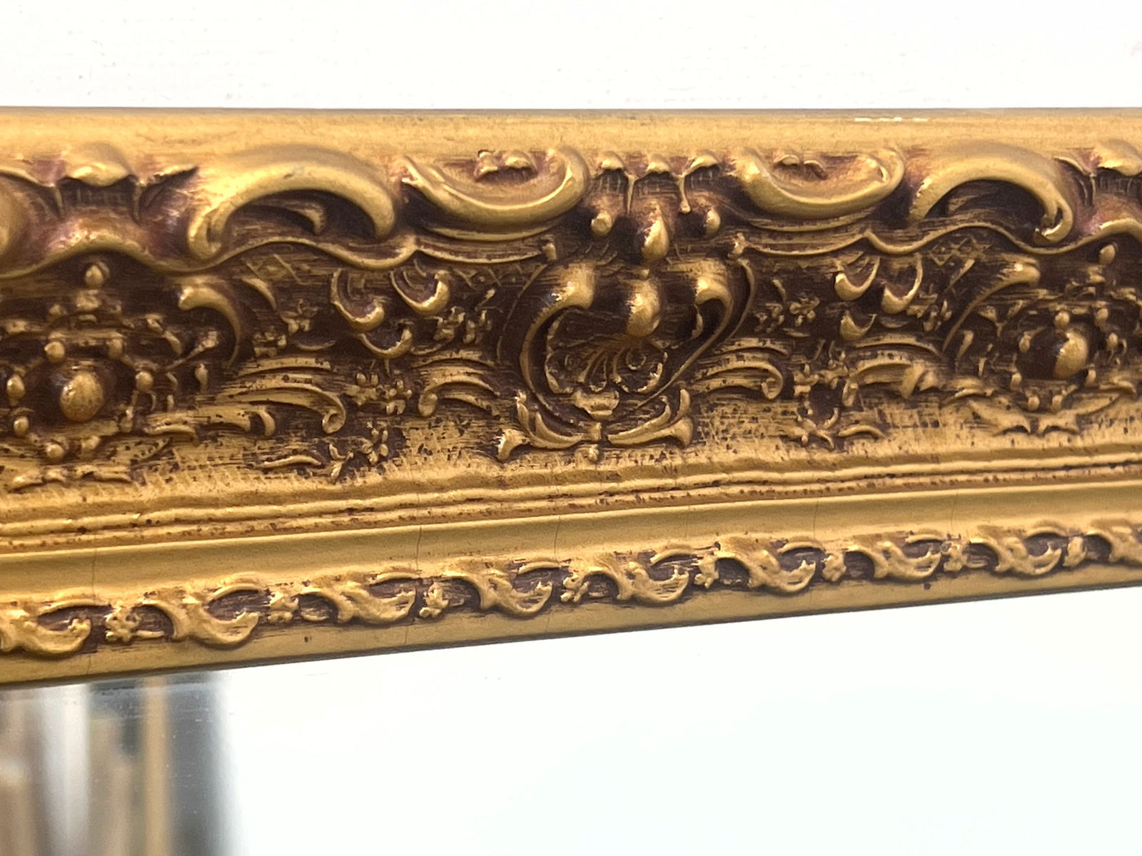 Large Rectangular Decorative Framed Mirror. Gold Paint Finish. - 3