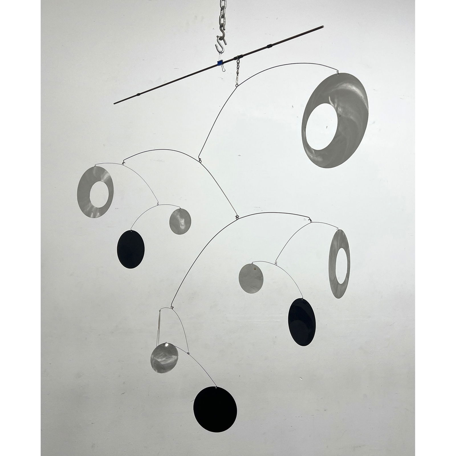 Hanging Kinetic Mobile Sculpture. Unsigned. Disc supported by rods. (1 of 10)