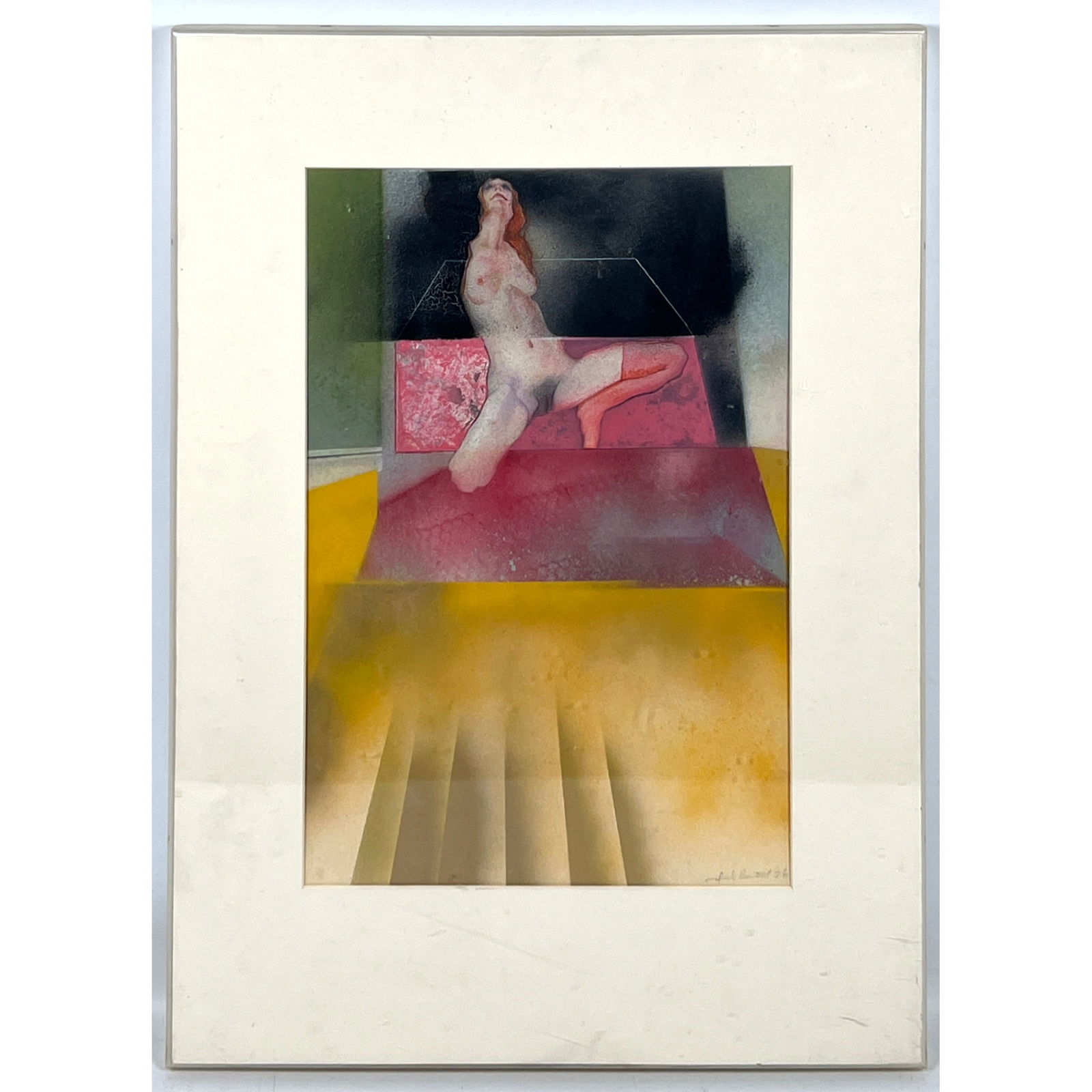 JACK BARNETT Nude Figure Framed Art. Signed.: JACK BARNETT Nude Figure Framed Art. Signed. Dimensions: Frame Height: 24.5 inches, Frame Width: 18 inches. - Image Size: Image Height: 17 inches, Image Width: 11.5 inches. --- US Packing