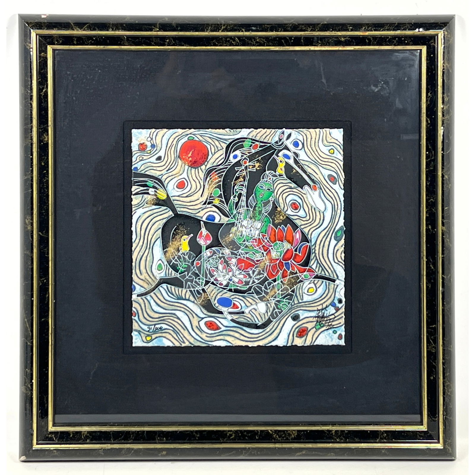 Jiang Tiefeng Serigraph Print. Signed and Numbered.: Jiang Tiefeng Serigraph Print. Signed and Numbered. Dimensions: Frame Height: 24.5 inches, Frame Width: 24.5 inches. - Image Size: Image Height: 12 inches, Image Width: 11.5 inches. --- US Packing and