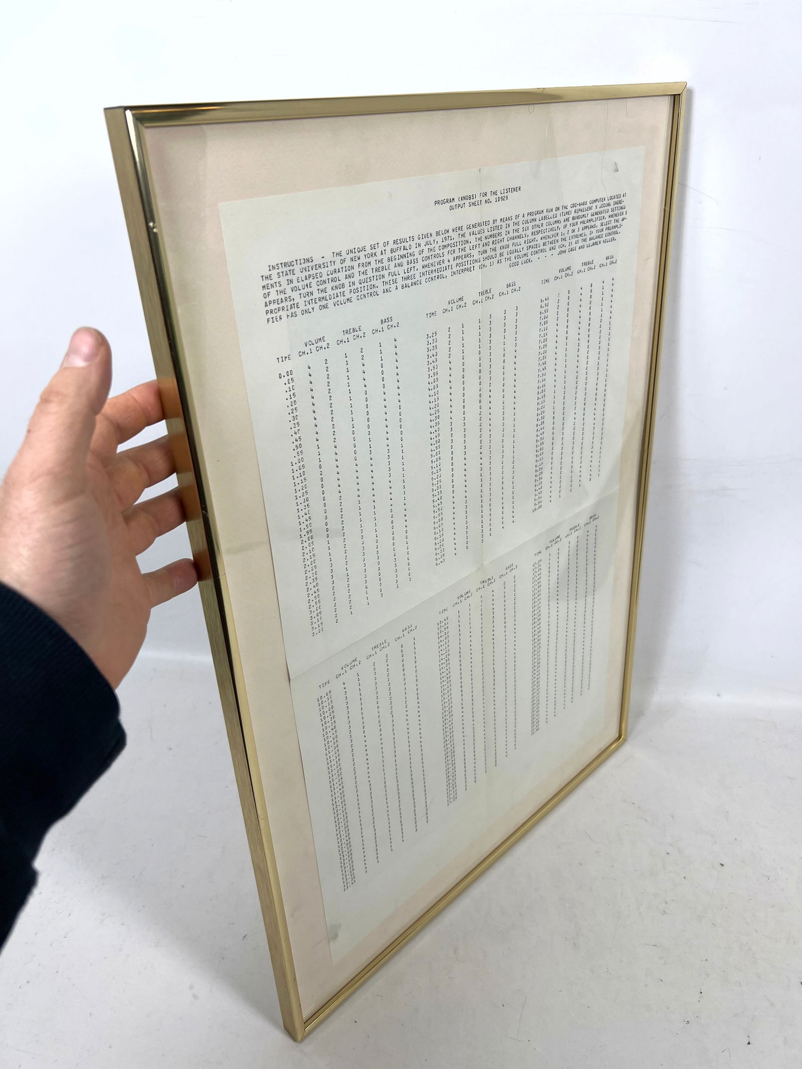 John Cage computer composition 1971 with framed print out computer instructions - 6