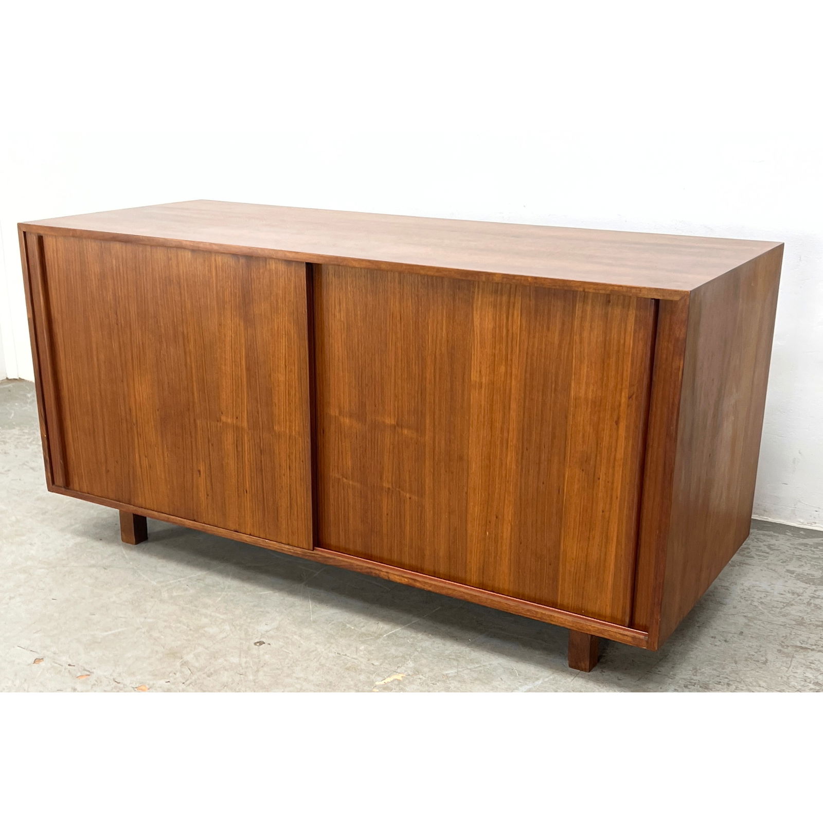 Double sided room divider credenza. Danish Modern Teak. Finished front and back with sliding doors. (1 of 11)
