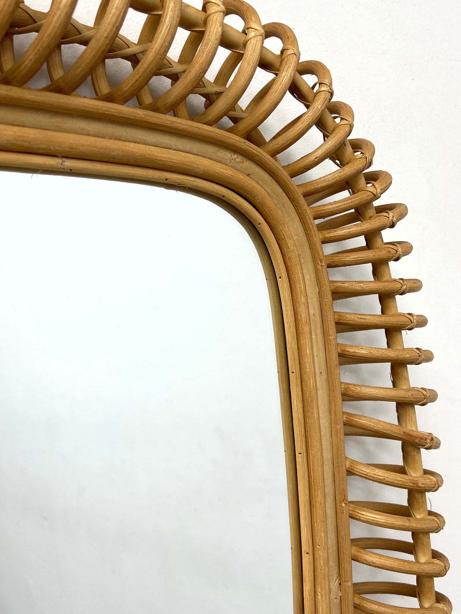 Rattan Wicker Wall Mirrors. Loop wrapped design. Rounded Corner Rectangle. - 3
