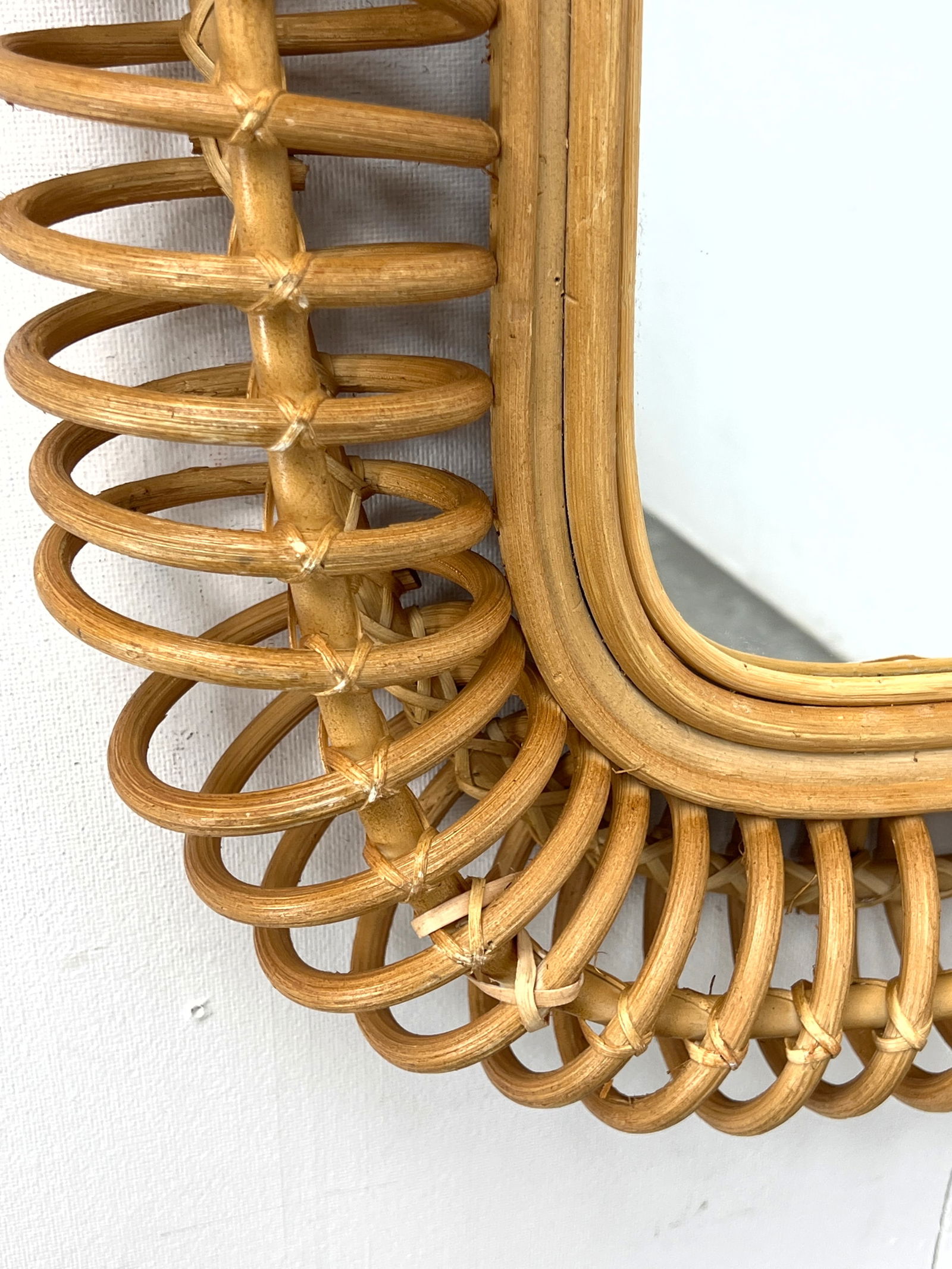 Rattan Wicker Wall Mirrors. Loop wrapped design. Rounded Corner Rectangle. - 4