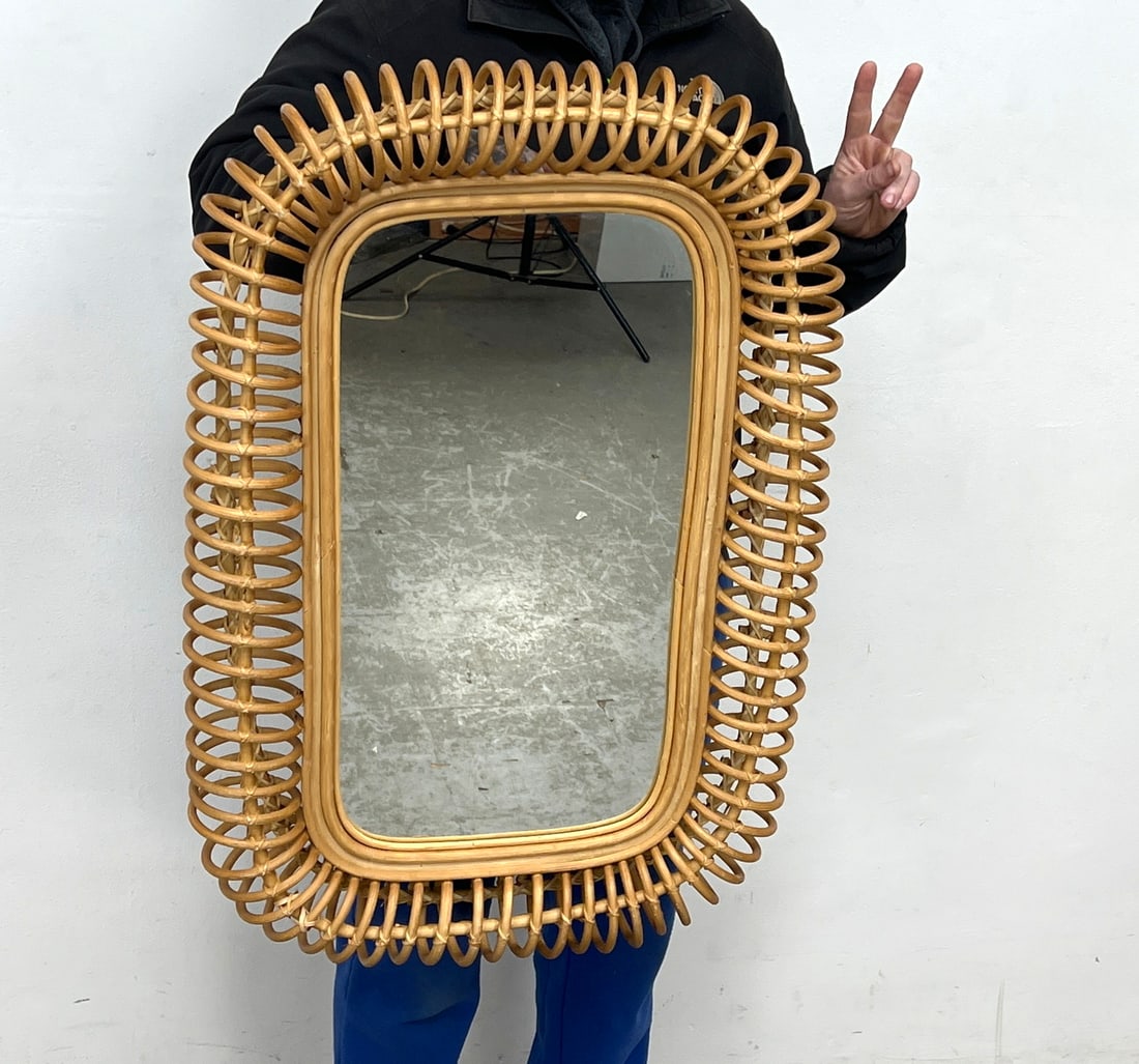 Rattan Wicker Wall Mirrors. Loop wrapped design. Rounded Corner Rectangle. - 8