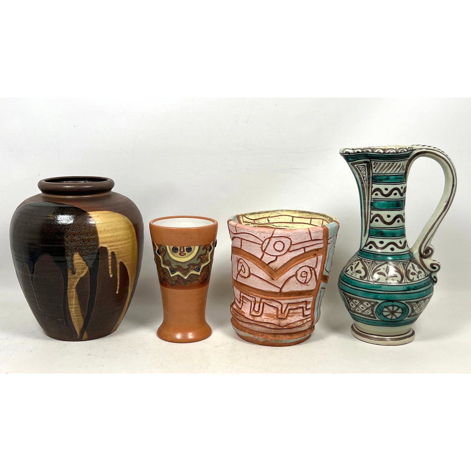 4pcs Art Pottery. Robert Maxwell for Pottery Craft Vase, Earthenware Siglo XIII Paterna Pitcher with (1 of 18)