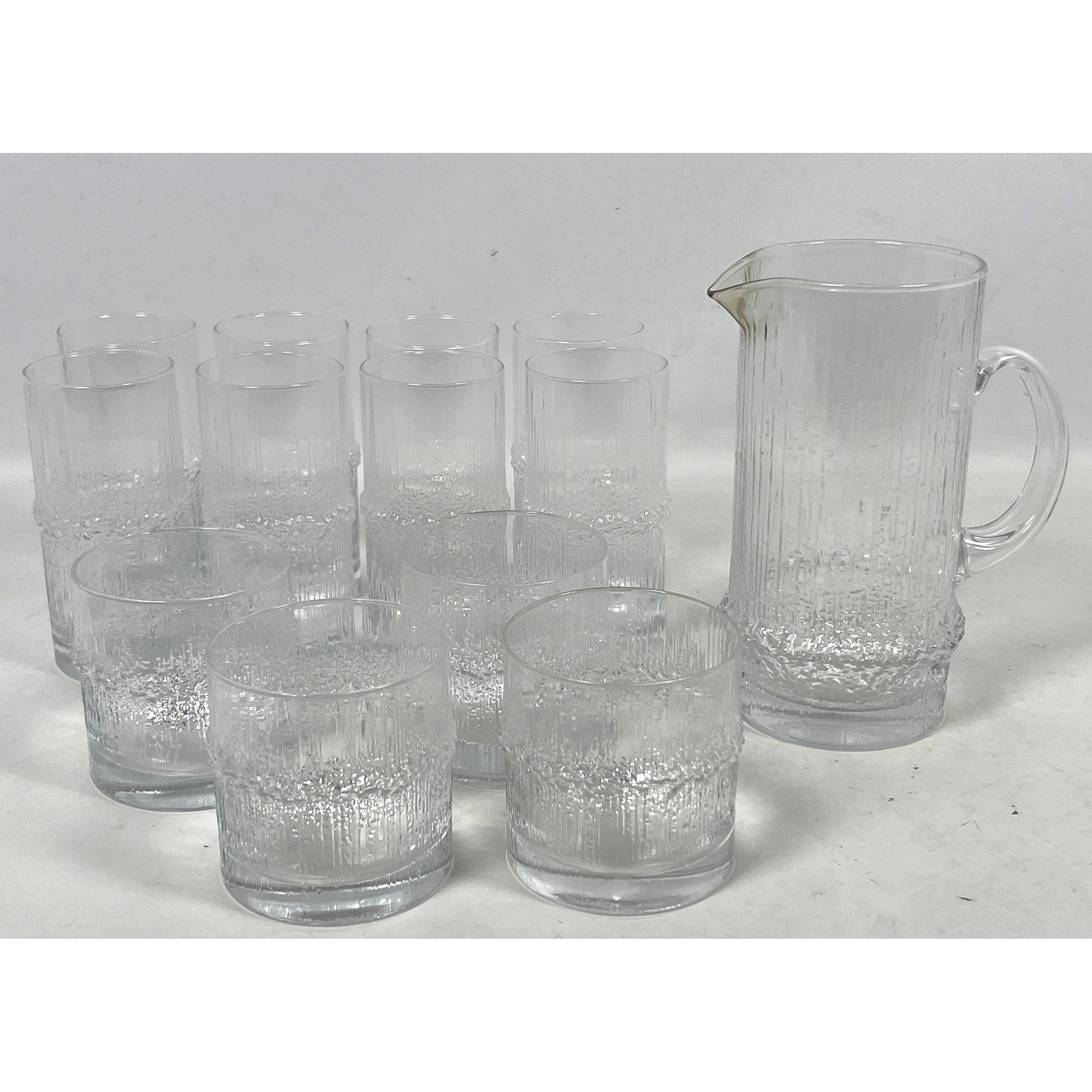 Tapio Wirkkala for Iittala 'Niva' 8 Highball and 4 Old Fashion Drinking Glasses with Pitcher (1 of 10)