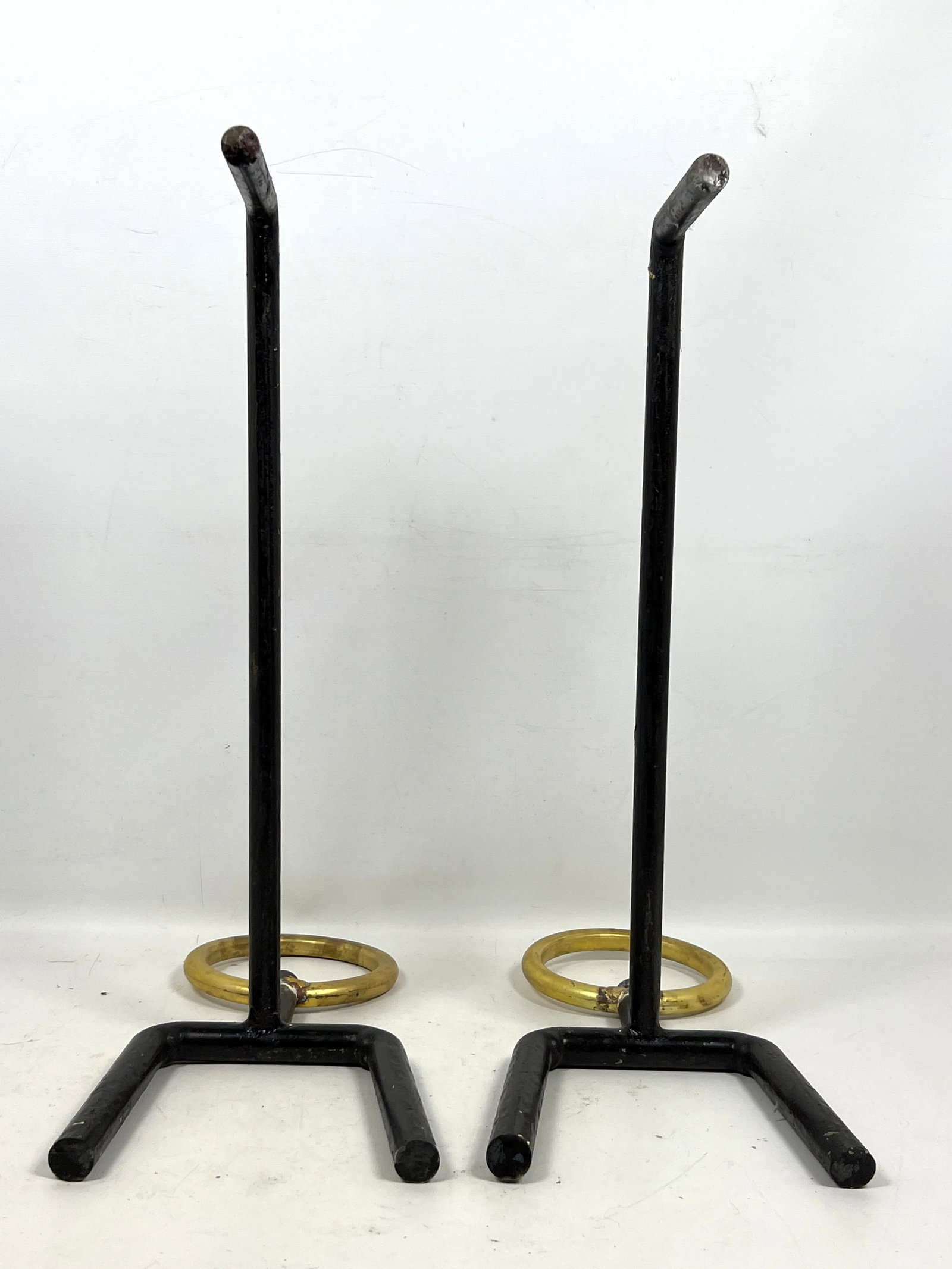 Pair Brass and Iron Fireplace Andirons. Gio Ponti Style. - 9