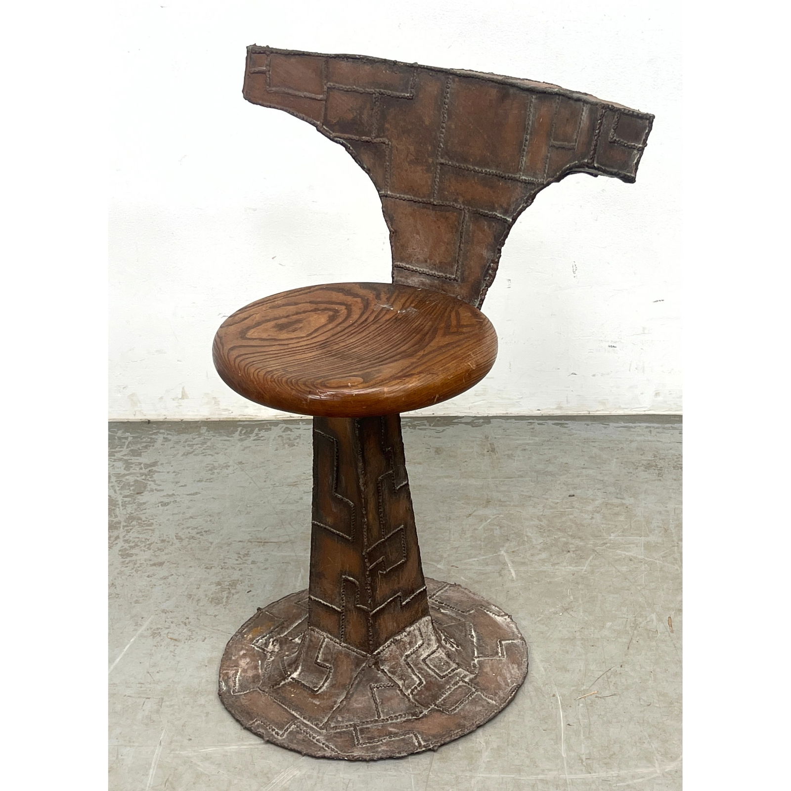 Ancil R Terry Brutalist Sculptural Pedestal Chair . welded Steel in Paul Evans Style. Custom studio (1 of 9)