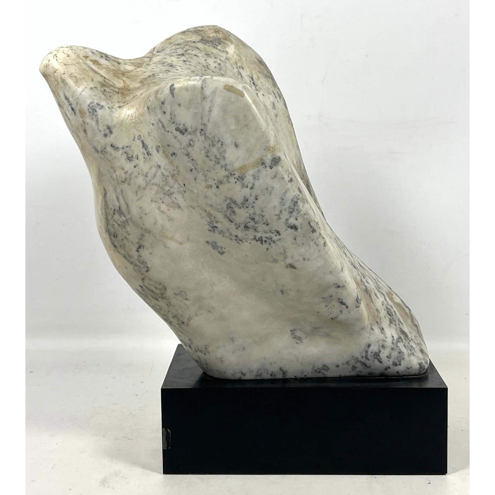 GRETCHEN ROSE FREELANDER Carved Stone Bird Sculpture. Minimalist Carved Eagle Form. Label on Base.: GRETCHEN ROSE FREELANDER Carved Stone Bird Sculpture. Minimalist Carved Eagle Form. Label on Base. Dimensions: Height: 15.5 inches, Width: 8 inches, Depth: 8 inches. ---