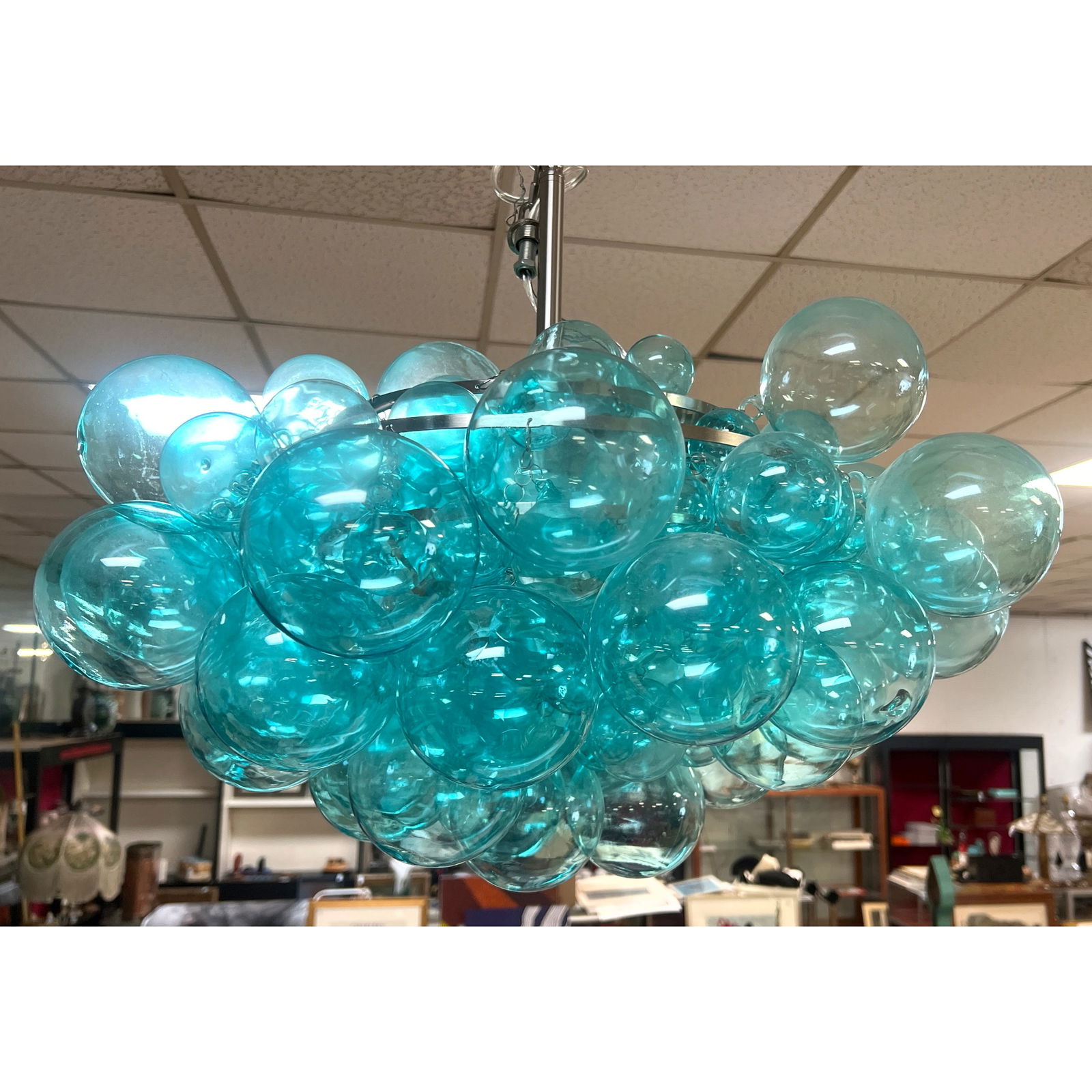 Regina Andrew Bubbles Chandelier with Hand Blown Aqua Glass.: Regina Andrew Bubbles Chandelier with Hand Blown Aqua Glass. ---