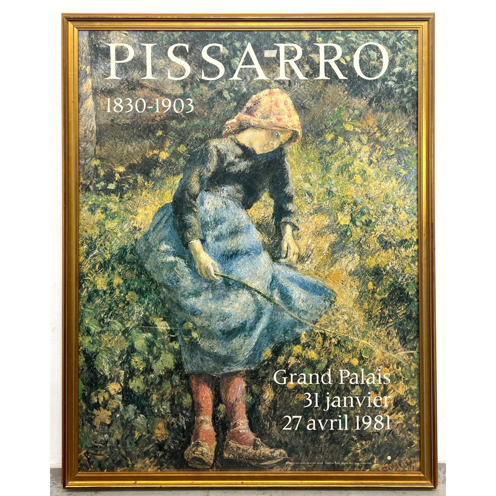Very Large Pissaro 1981 Exhibition Poster. Framed.: Very Large Pissaro 1981 Exhibition Poster. Framed. Dimensions: Height: 66 inches, Width: 50 inches. ---