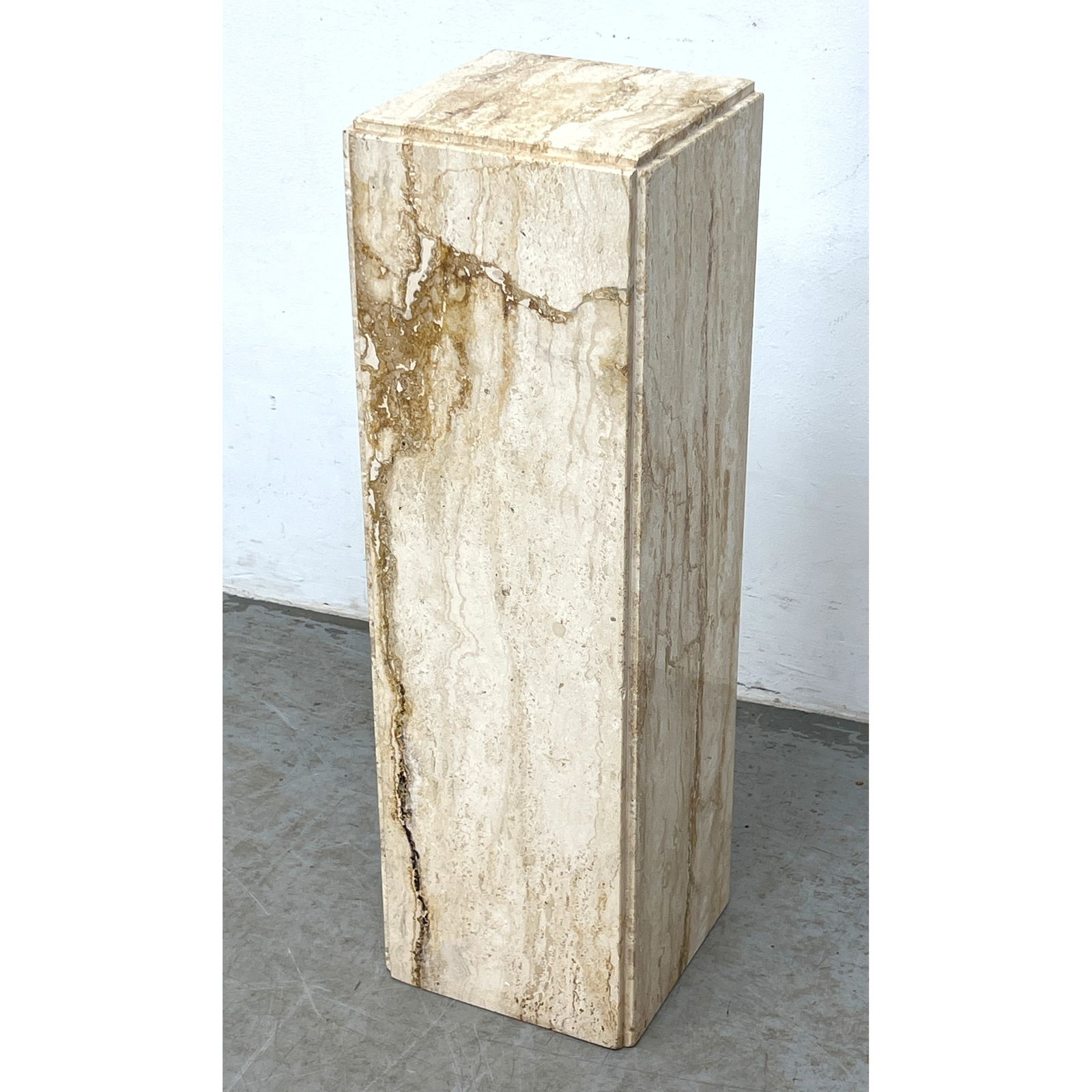 Travertine Marble Modernist Display Pedestal. Tall Square Column. (1 of 7)