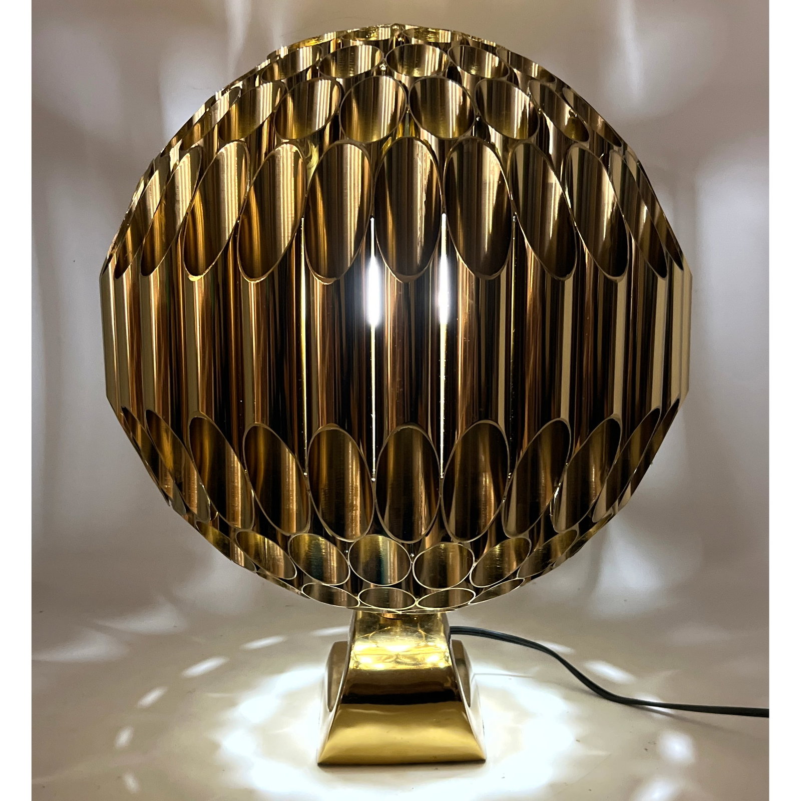 Solid Heavy Ball Table Lamp. in the style of Michel Armand Ruche lamp. Sliced Metal Tubes. heavy con (1 of 15)