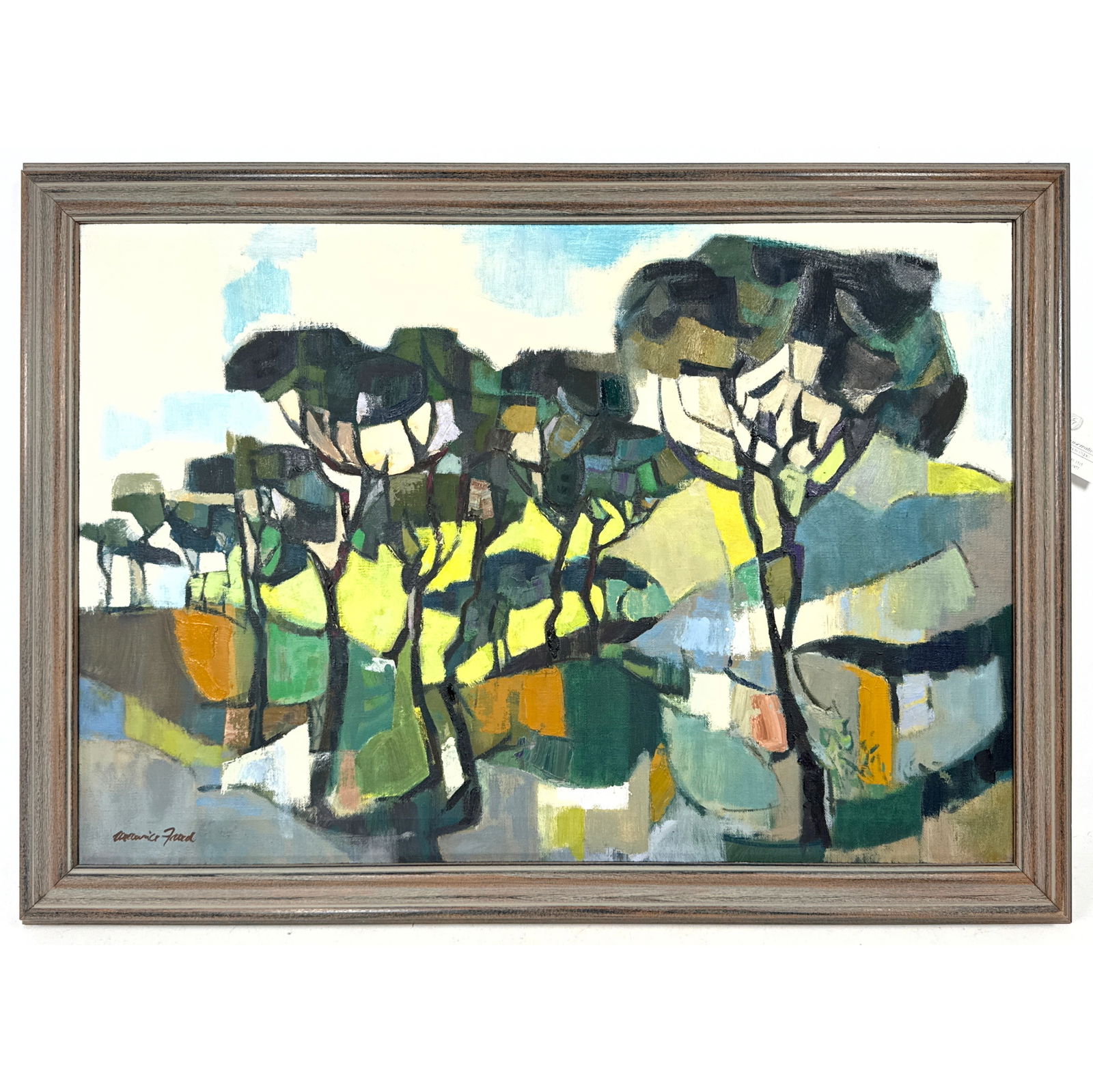 Maurice Freed Mid-Century Modern Semi-Abstract Landscape Painting on Canvas. (1 of 13)