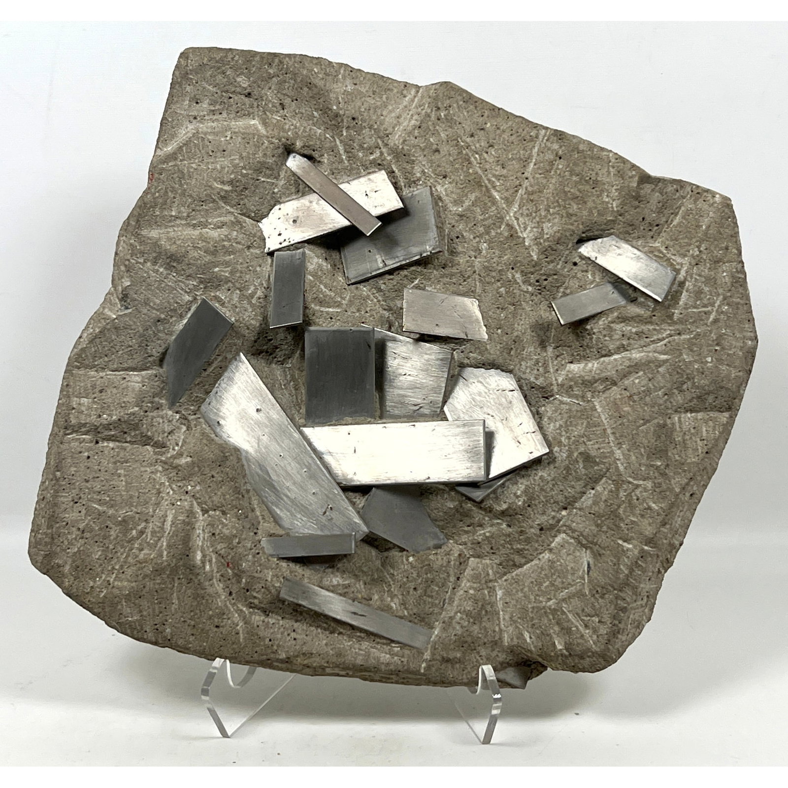Sundstrom 75 Stone and Steel Wall Sculpture.: Sundstrom 75 Stone and Steel Wall Sculpture. Dimensions: Height: 13.5 inches, Width: 12 inches, Depth: 2.5 inches. ---