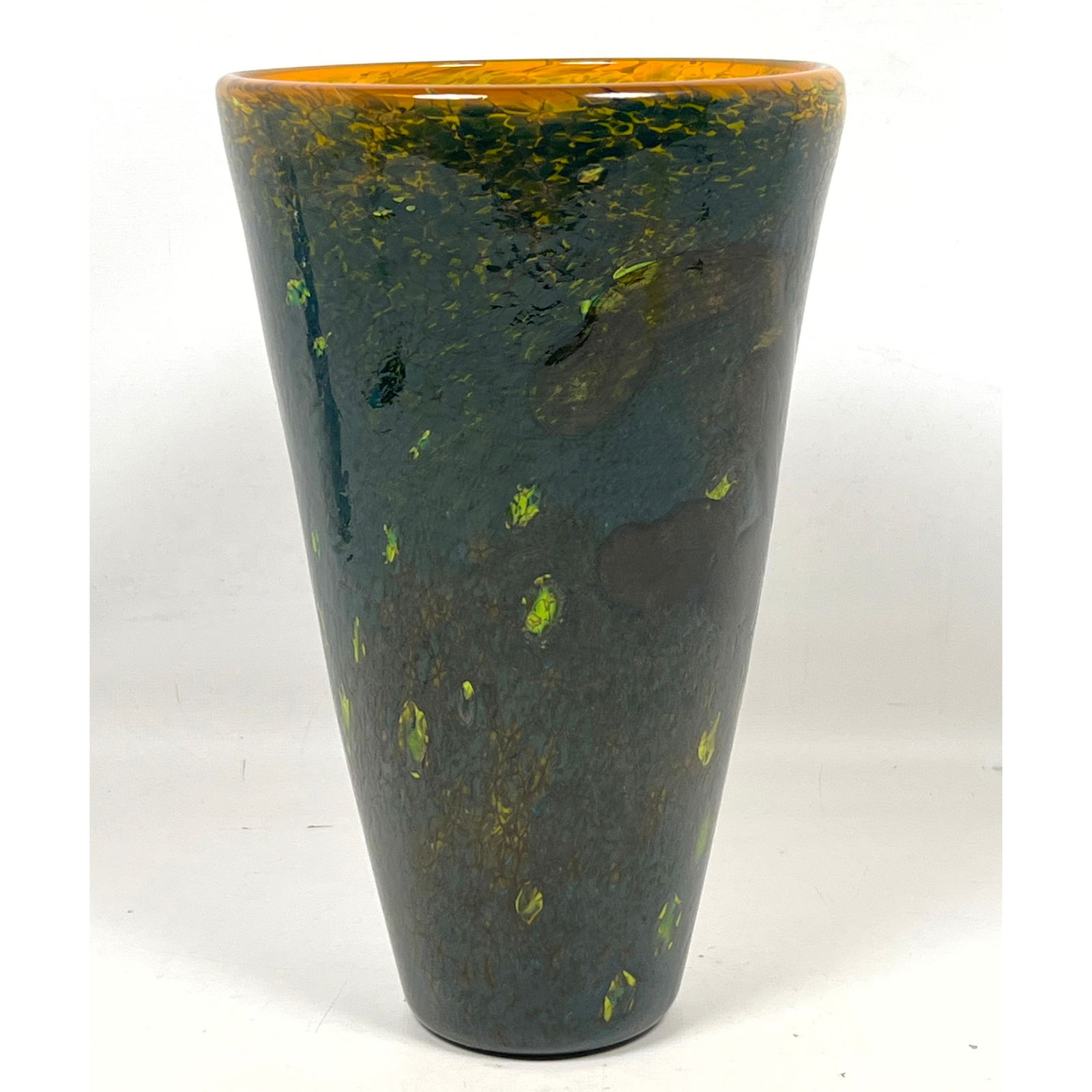 Signed Hand blown glass vase. Illegibly signed, dated 04. (1 of 10)