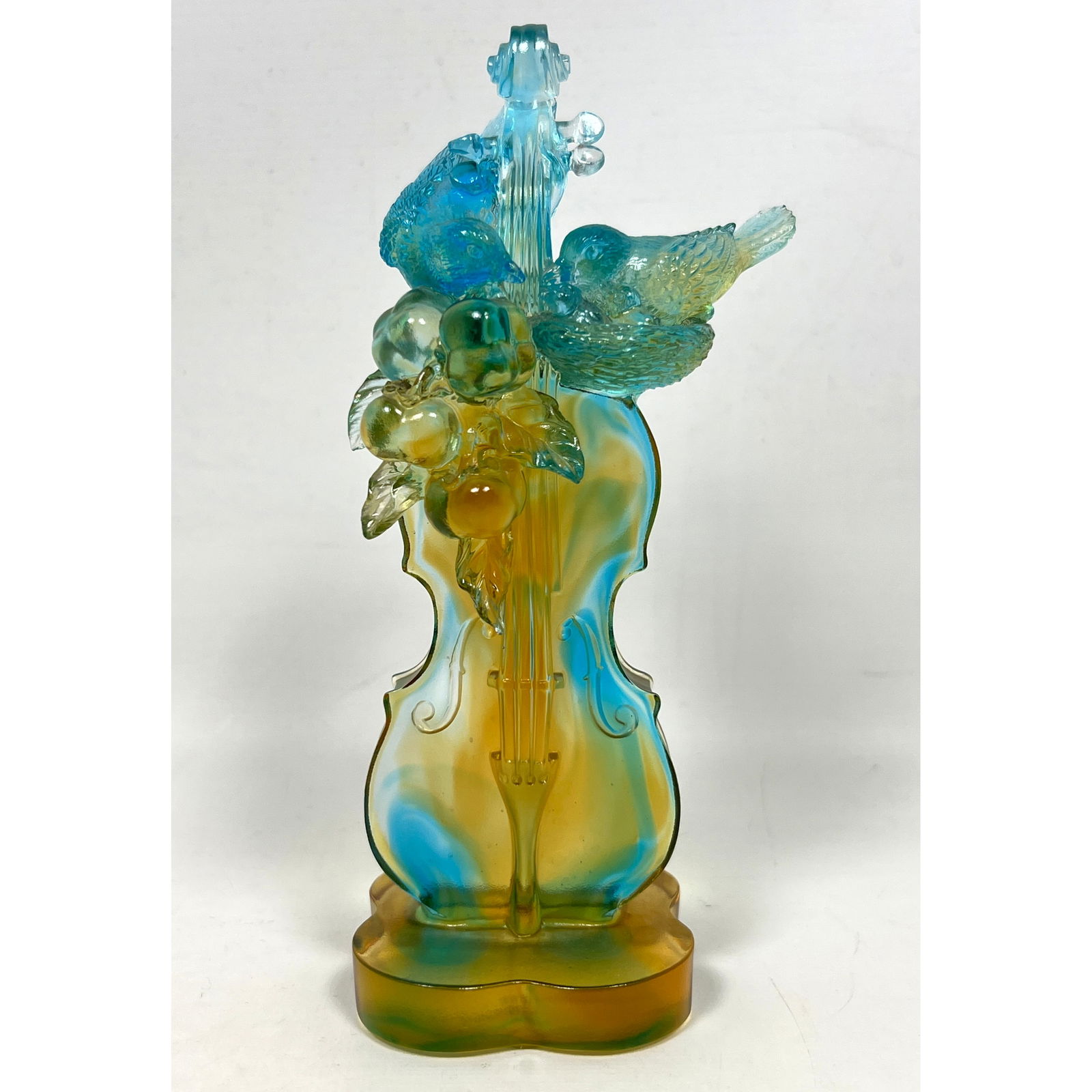 Contemporary cast glass sculpture by Tittot features a stylized violin-shaped body integrated with d (1 of 11)