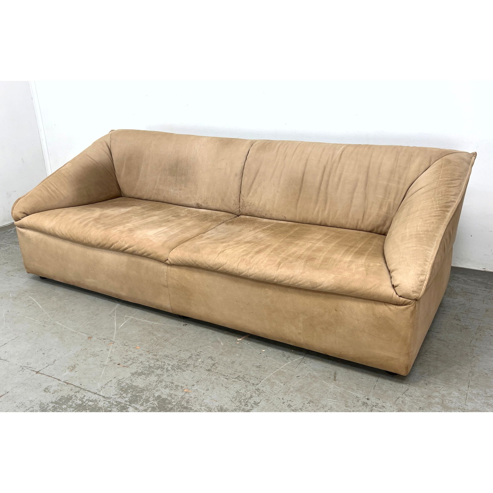 Brayton International Sofa Couch. Modernist angled form.: Brayton International Sofa Couch. Modernist angled form. Dimensions: Height: 28 inches, Width: 86 inches, Depth: 33 inches. - Seat Height: 15.5 inches ---