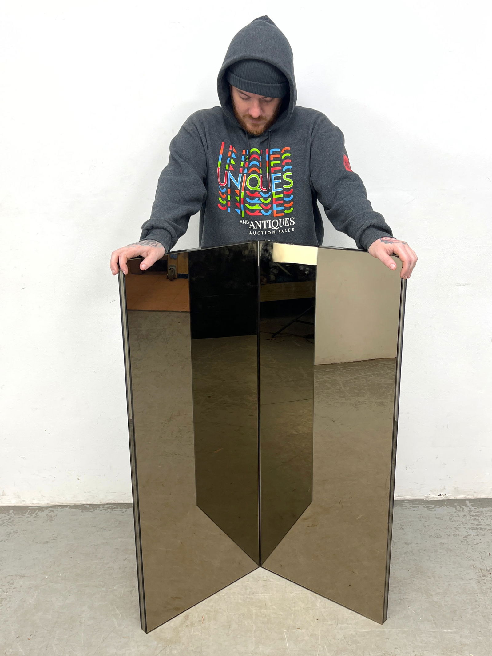 2 Panel Folding Floor Mirror Screen. Pose Mirror - 7