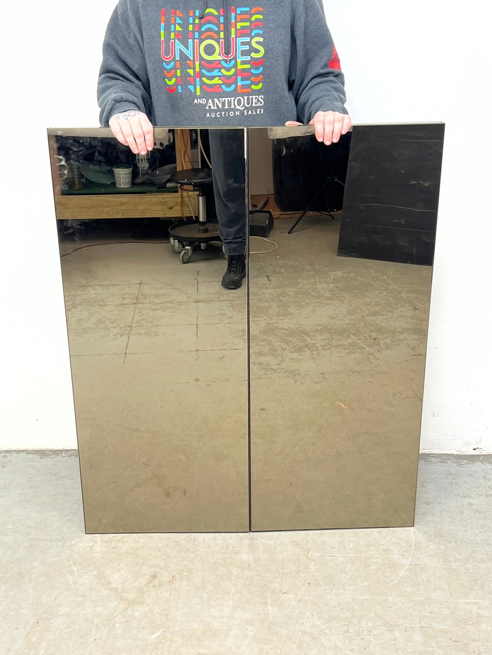 2 Panel Folding Floor Mirror Screen. Pose Mirror - 8