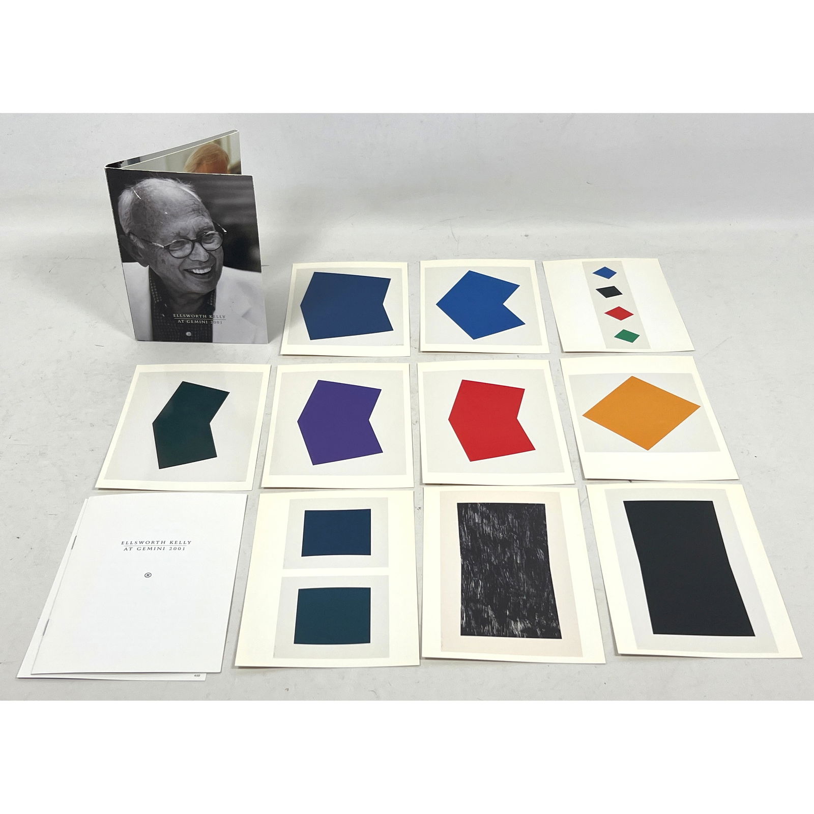 10 cards Ellsworth Kelly for Gemini 2001 miniature offset lithograph prospectus: 10 cards Ellsworth Kelly for Gemini 2001 miniature offset lithograph prospectus Dimensions: Height: 6 inches, Width: 4.5 inches. ---
