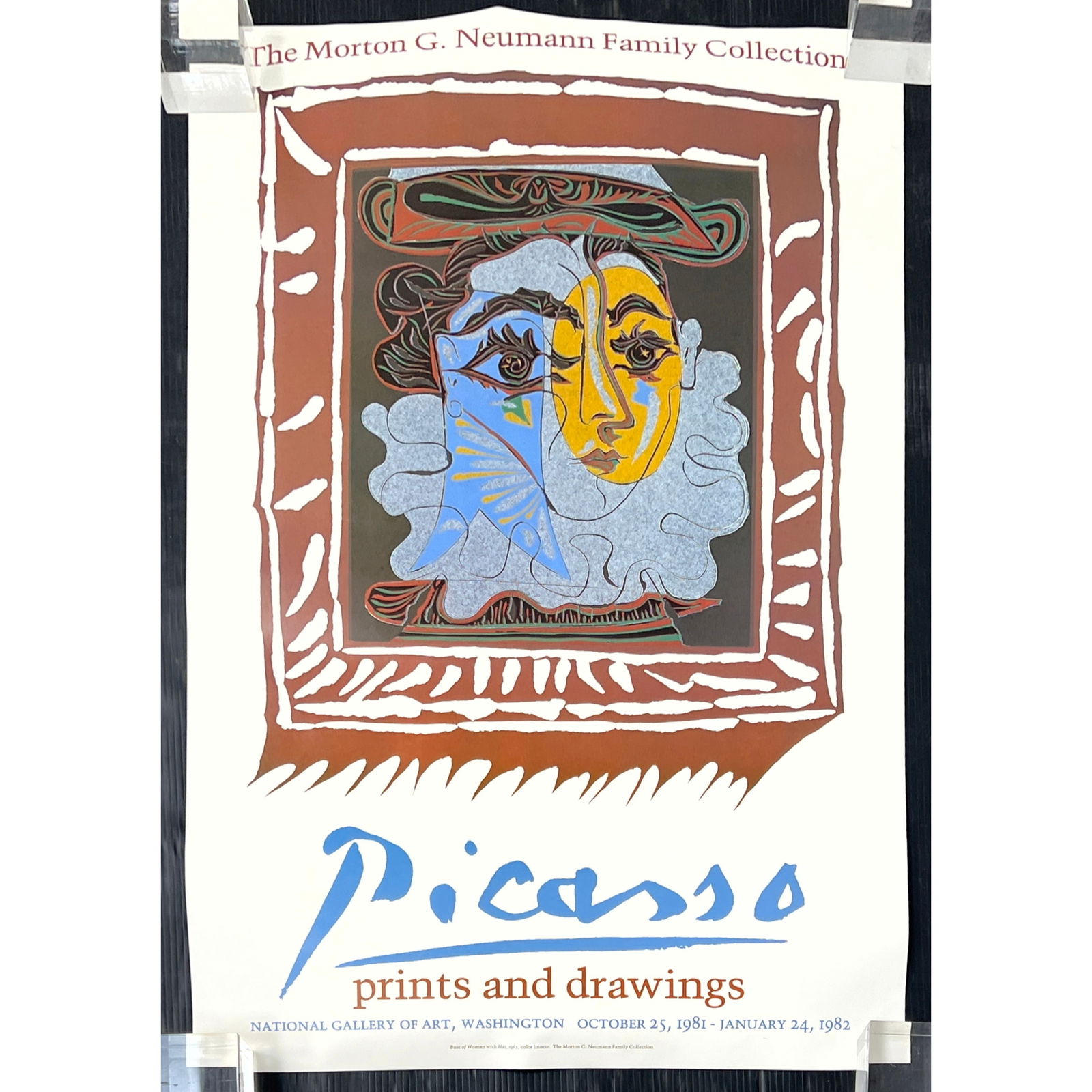 Pablo Picasso Drawings and Prints Exhibition Poster. Washington, DC National Gallery 1981-82. Not Fr: Pablo Picasso Drawings and Prints Exhibition Poster. Washington, DC National Gallery 1981-82. Not Framed. Dimensions: Height: 39 inches, Width: 24 inches. ---