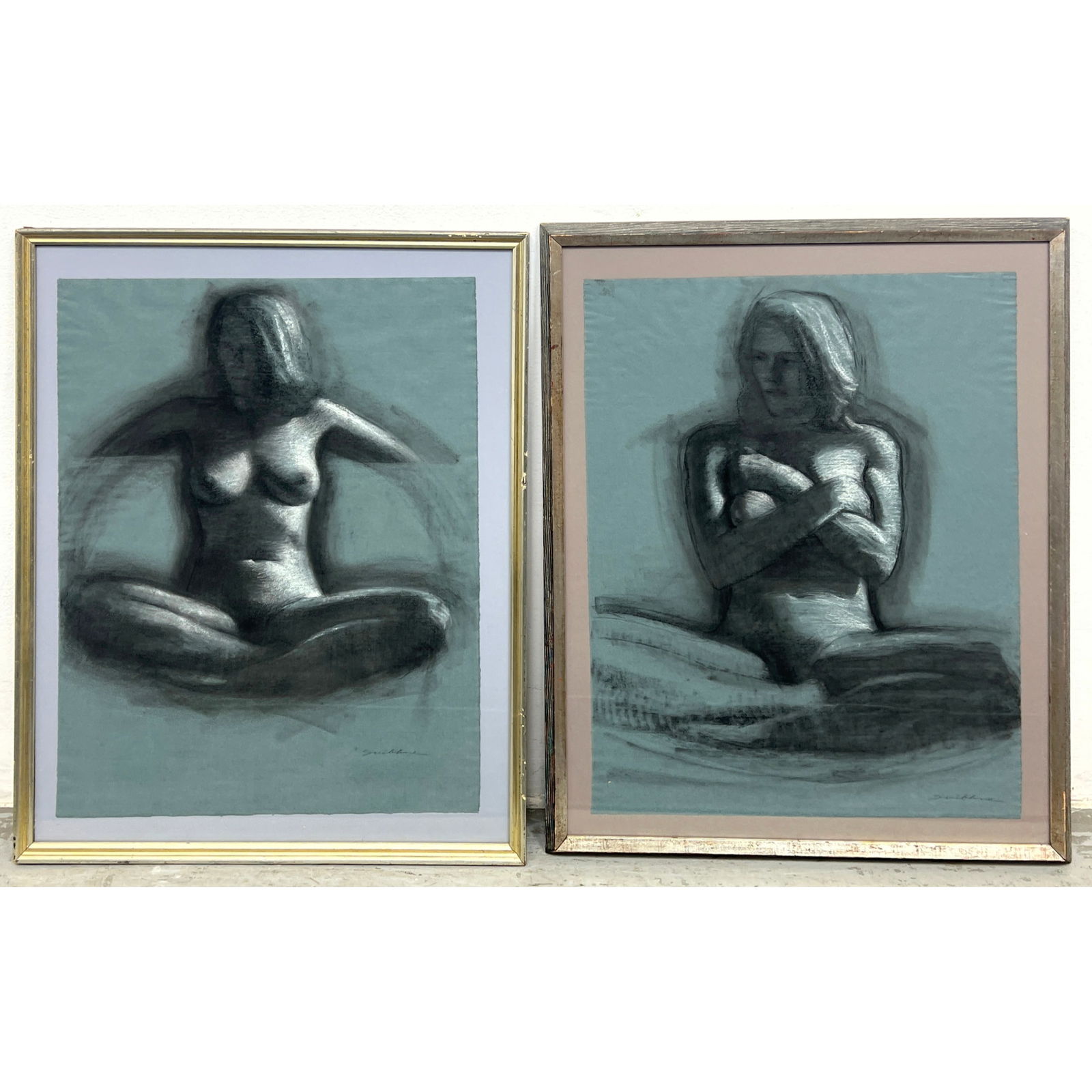 2pcs Mary Veronica Sweeney Charcoal Nude Studies Drawings.: 2pcs Mary Veronica Sweeney Charcoal Nude Studies Drawings. Dimensions: Height: 29 inches, Width: 23 inches. ---