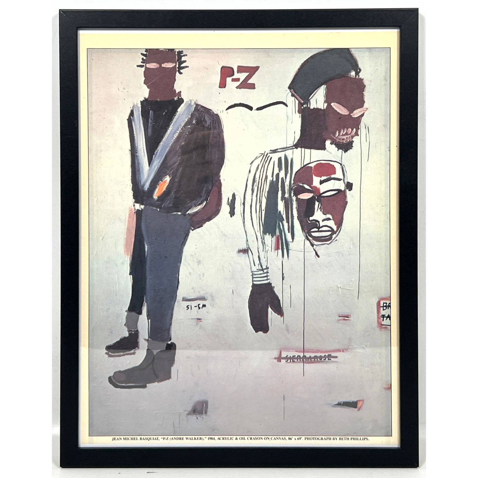 Basquiat off set lithograph advertisement: Basquiat off set lithograph advertisement Dimensions: Frame Height: 15 inches, Frame Width: 11.5 inches. - Image Size: Image Height: 13.5 inches, Image Width: 10.5 inches. ---