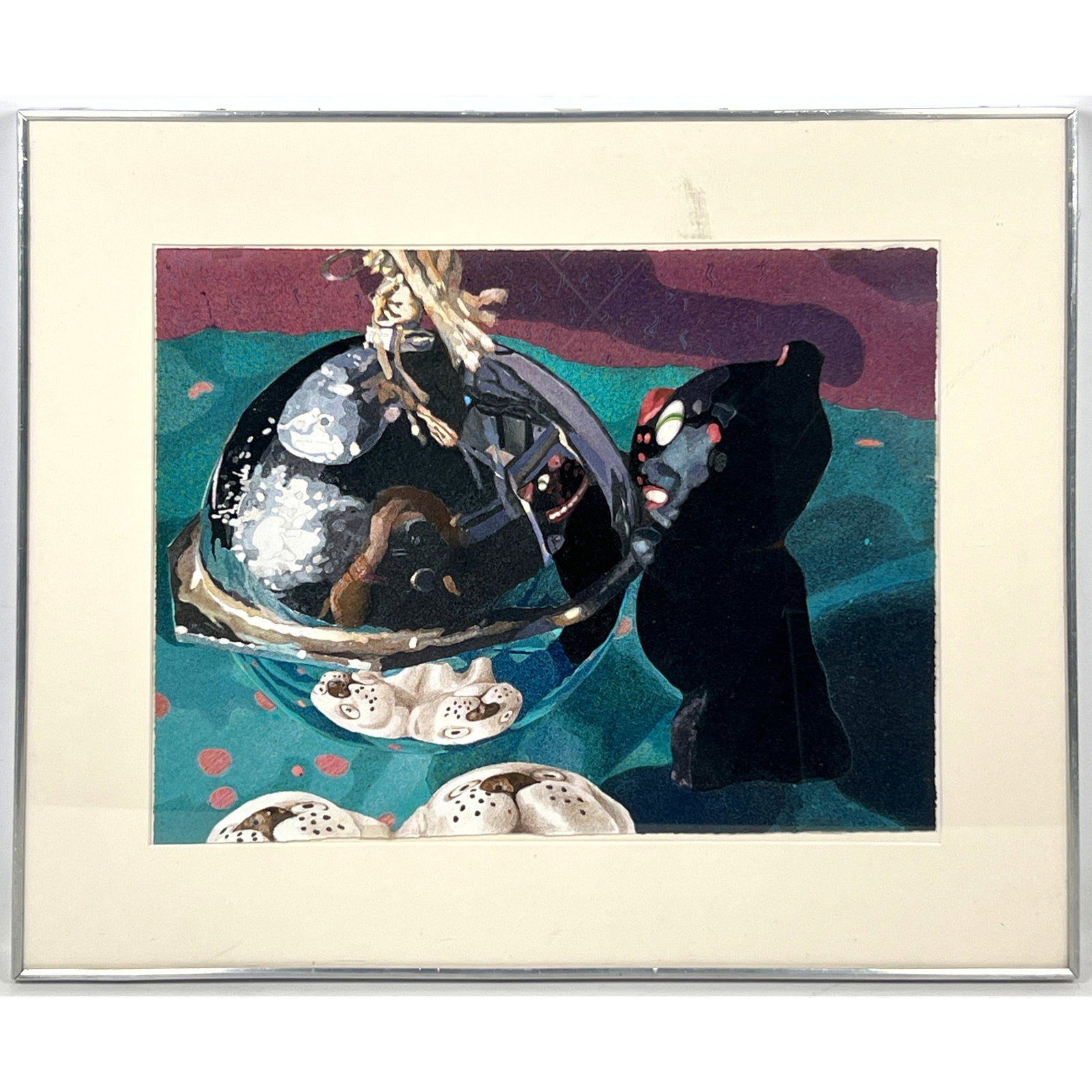 Jo Spohn (nee Yarrington), Kitty series Lithograph print.: Jo Spohn (nee Yarrington), Kitty series Lithograph print. Dimensions: Frame Height: 20.25 inches, Frame Width: 24 inches. - Image Size: Image Height: 14 inches, Image Width: 18 inches. ---