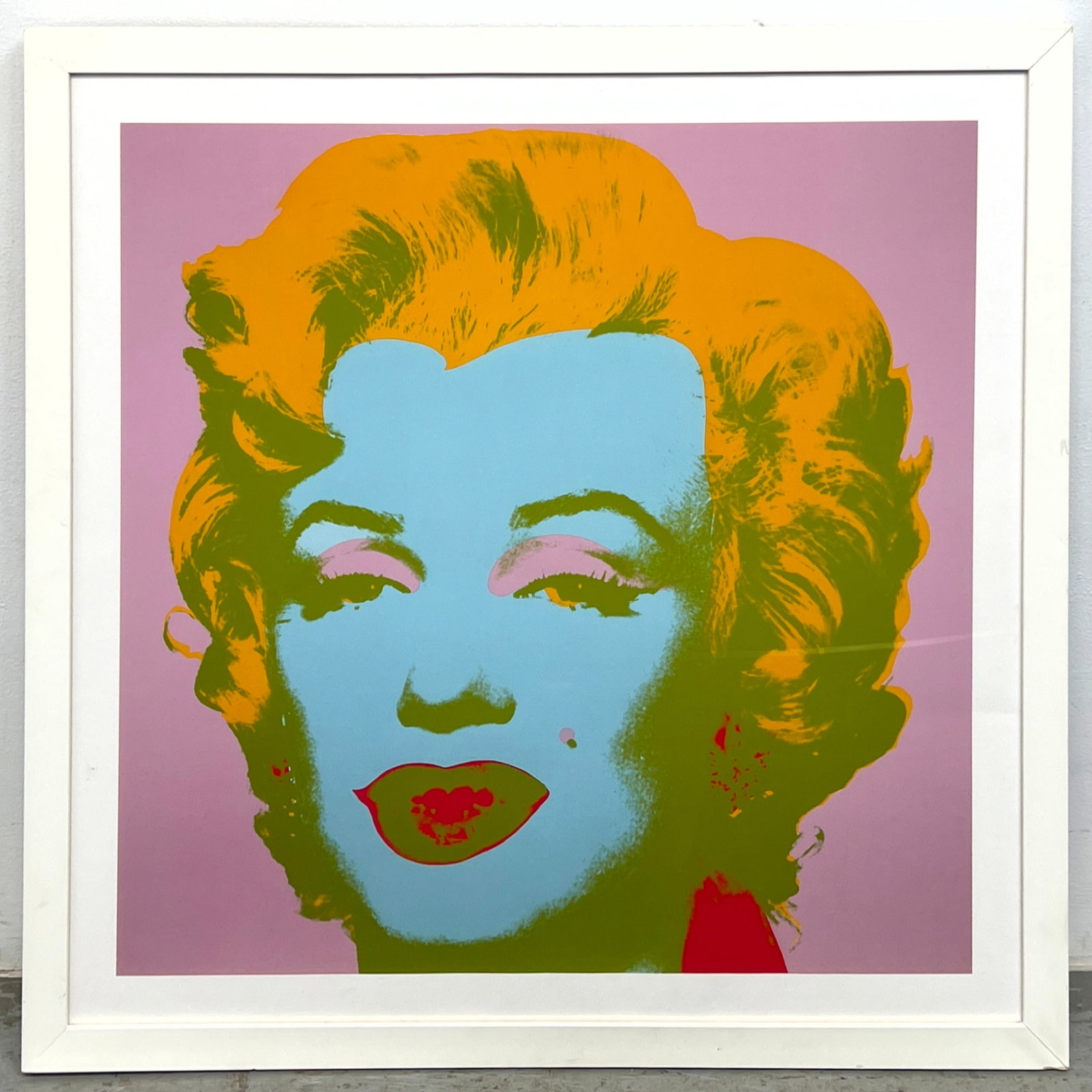 Marilyn Monroe Framed Colorful Screen Print. After Andy Warhol. Unmarked.: Marilyn Monroe Framed Colorful Screen Print. After Andy Warhol. Unmarked. Dimensions: Frame Height: 36.5 inches, Frame Width: 36.5 inches. - Image Size: Image Height: 30 inches, Image Width: 30