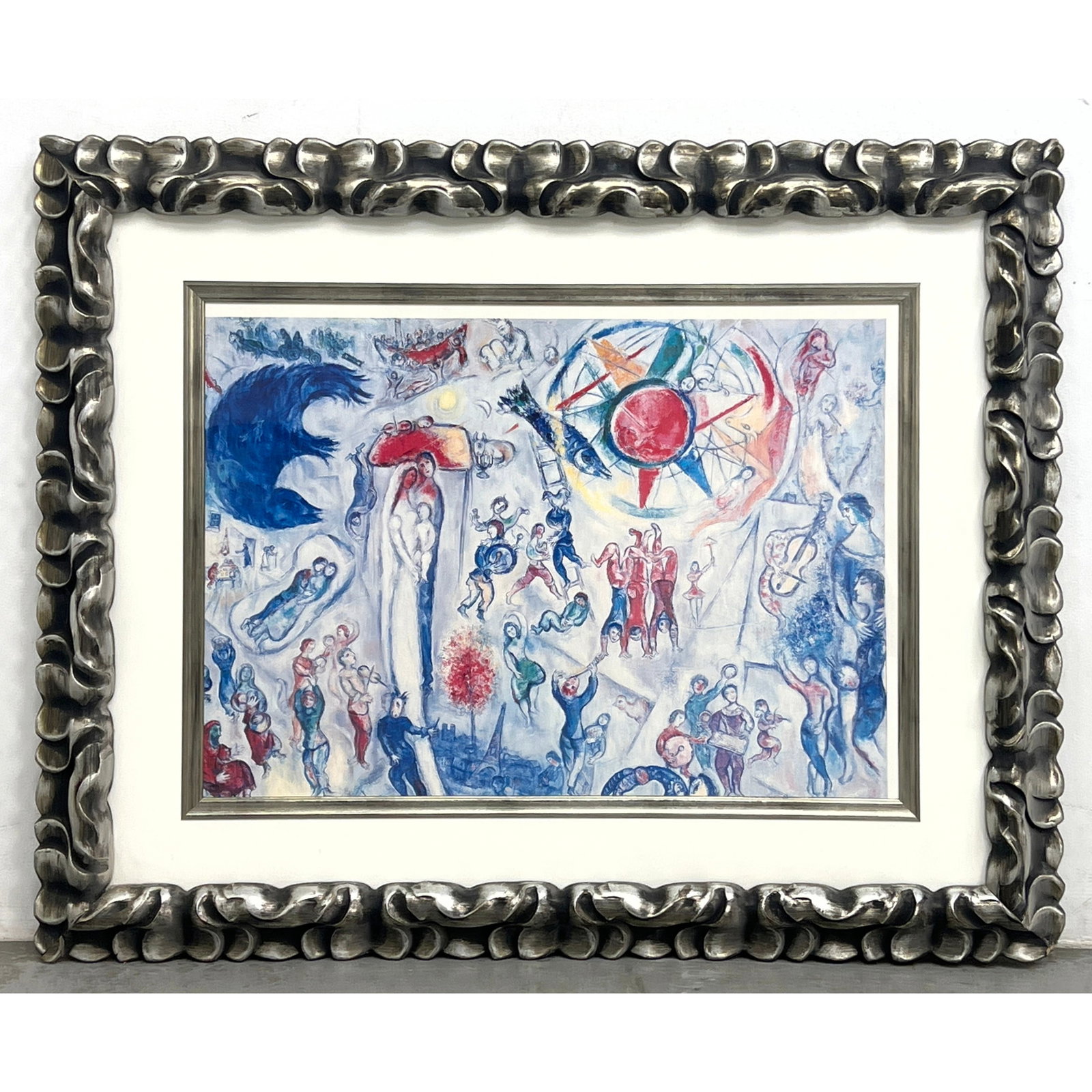 La Vie afte Marc Chagall Framed Print on Paper.: La Vie afte Marc Chagall Framed Print on Paper. Dimensions: Frame Height: 34.5 inches, Frame Width: 42 inches. - Image Size: Image Height: 21 inches, Image Width: 29 inches. ---