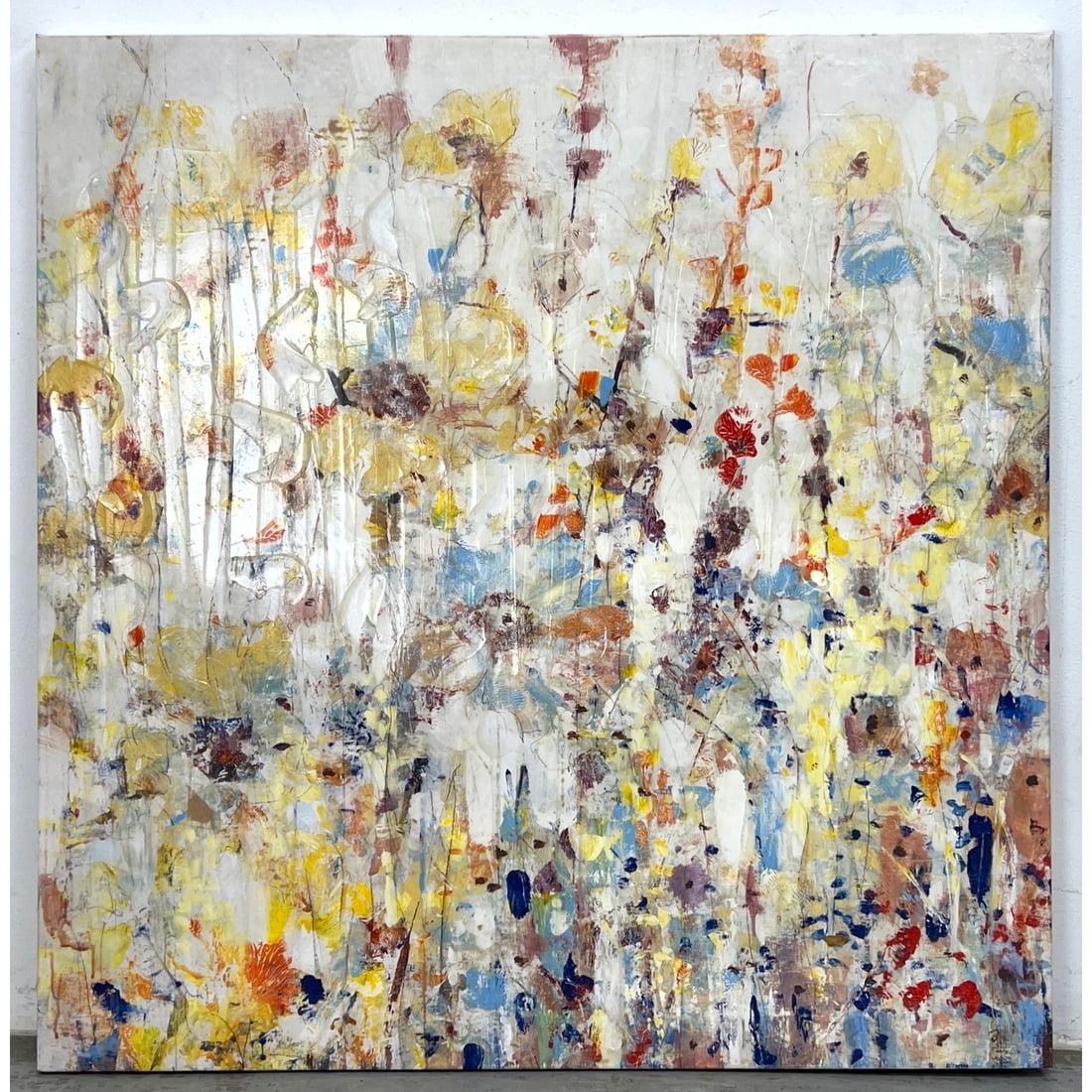 Modernist Contemporary Painting. Abstract Flower Garden. Not Signed.: Modernist Contemporary Painting. Abstract Flower Garden. Not Signed. Dimensions: Height: 39 inches, Width: 39 inches. ---