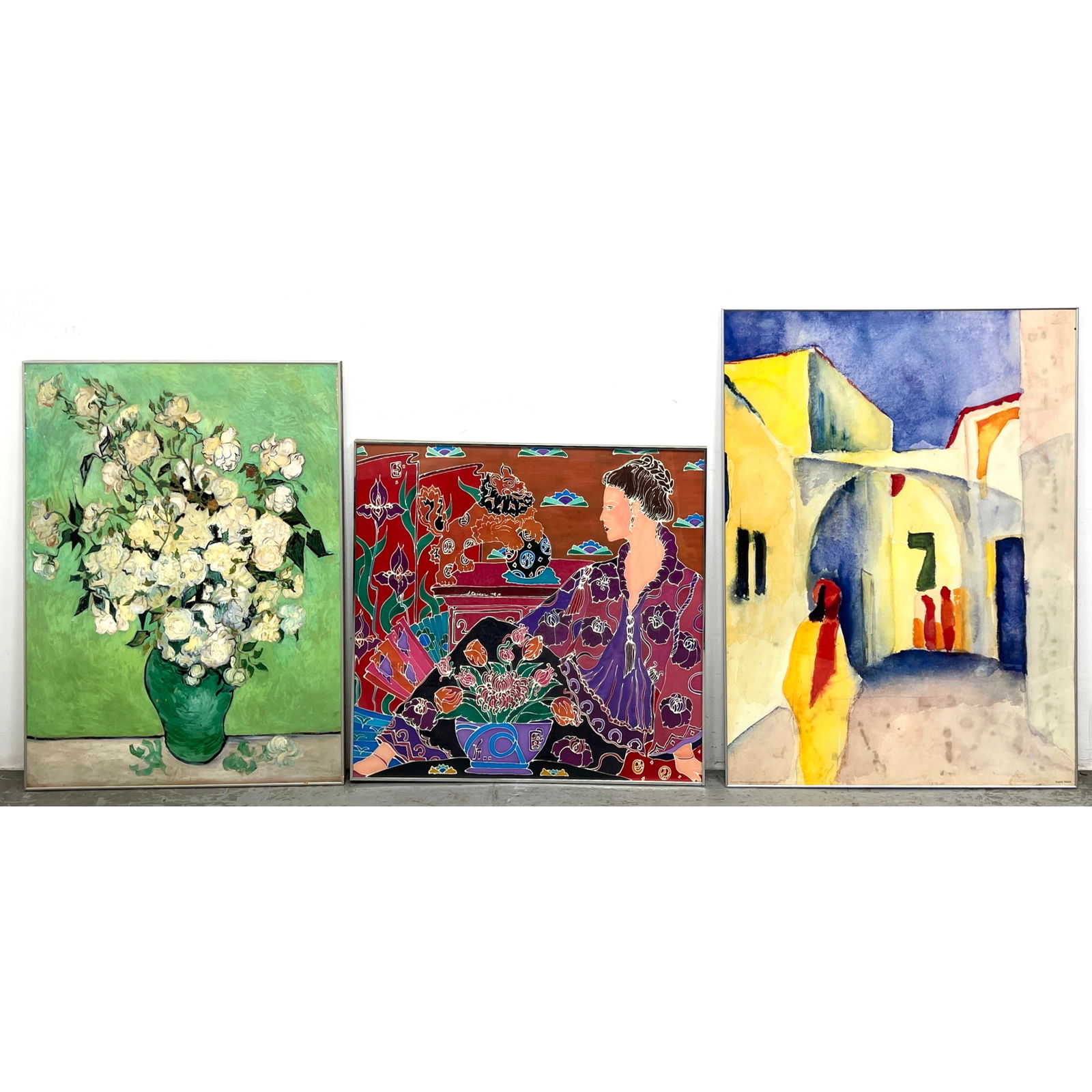 3pcs Posters. Vincent Van Gogh, Estelle Ginsburg, August Macke.: 3pcs Posters. Vincent Van Gogh, Estelle Ginsburg, August Macke. Dimensions: Height: 40.5 inches, Width: 31.5 inches. ---