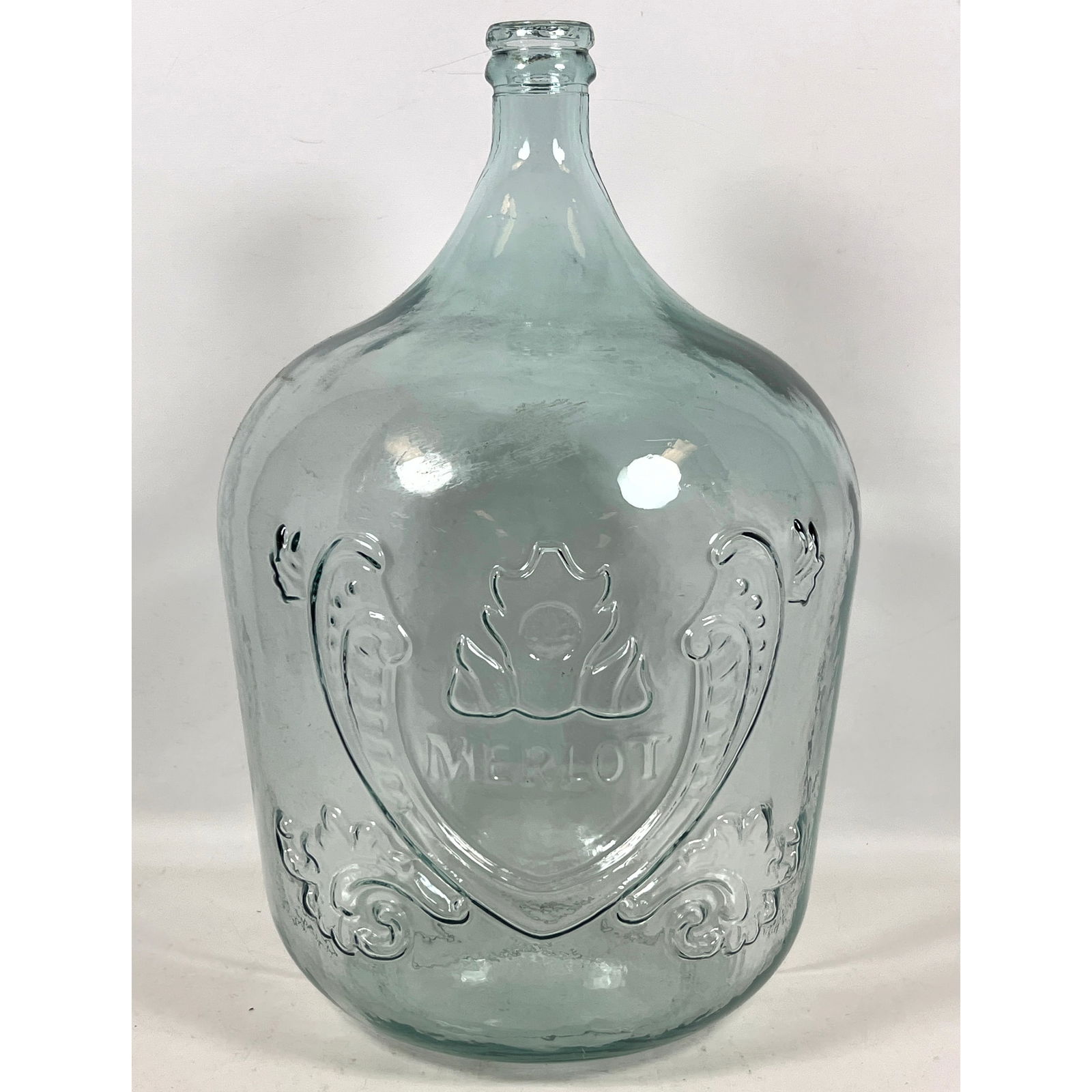 Large Molded Glass Bottle Jug with Merlot Coat of Arms. Merlot Carboy (1 of 10)