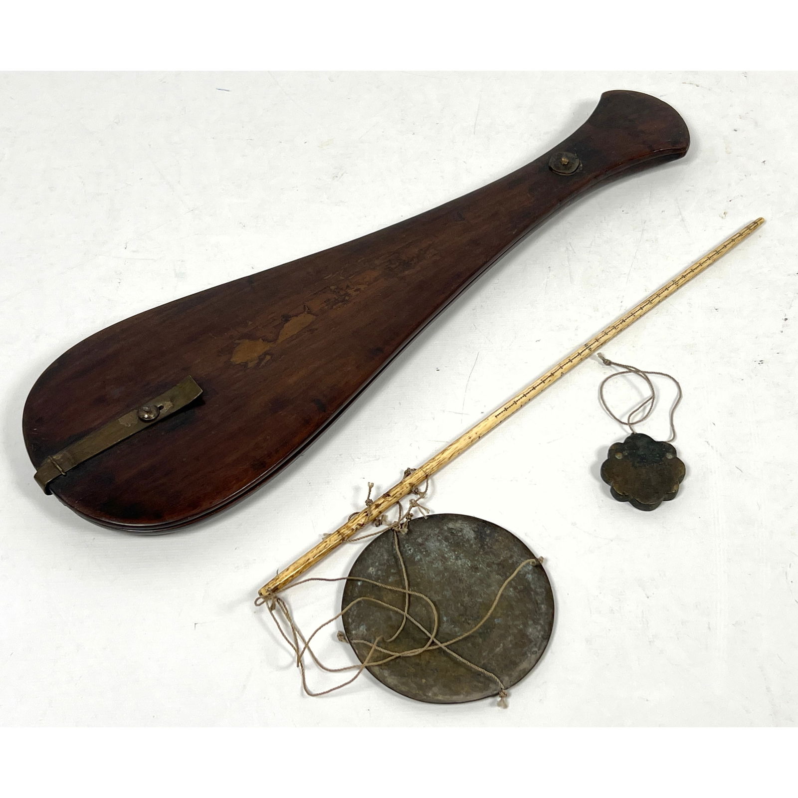 Antique Chinese opium scale, often referred to as a "dotchin". It features a calibrated wooden bala (1 of 12)