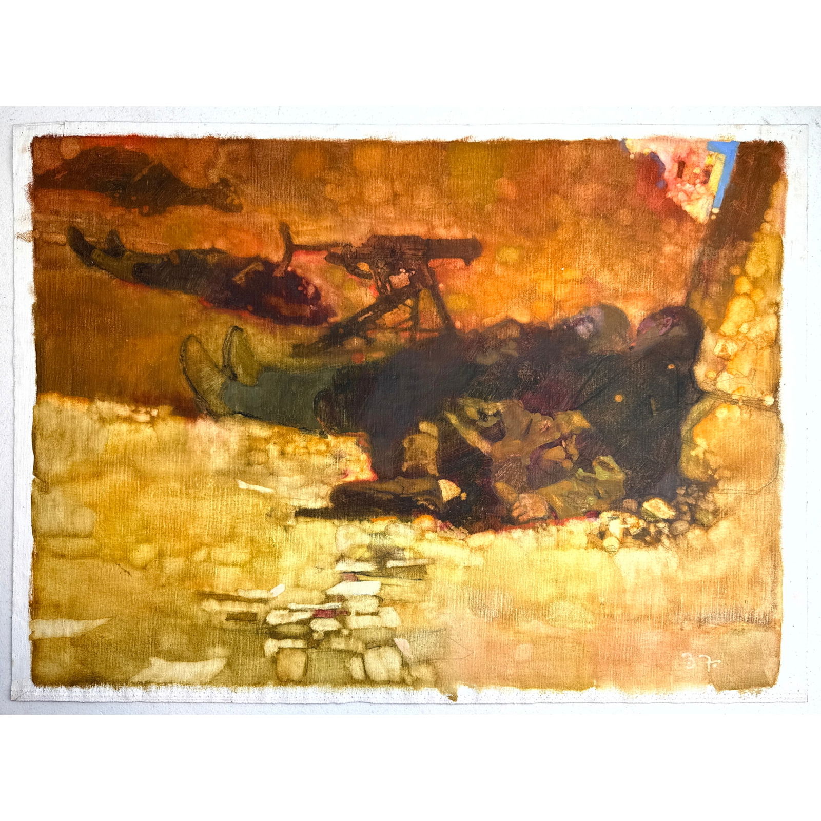 BERNARD Bernie FUCHS Original Painting on unstretched canvas. Signed B F. For the book Ernest Heming: BERNARD Bernie FUCHS Original Painting on unstretched canvas. Signed B F. For the book Ernest Hemingway, Franklin Library, Illustrations by Bernie Fuchs. Acquired From the Franklin Mint archives, orig