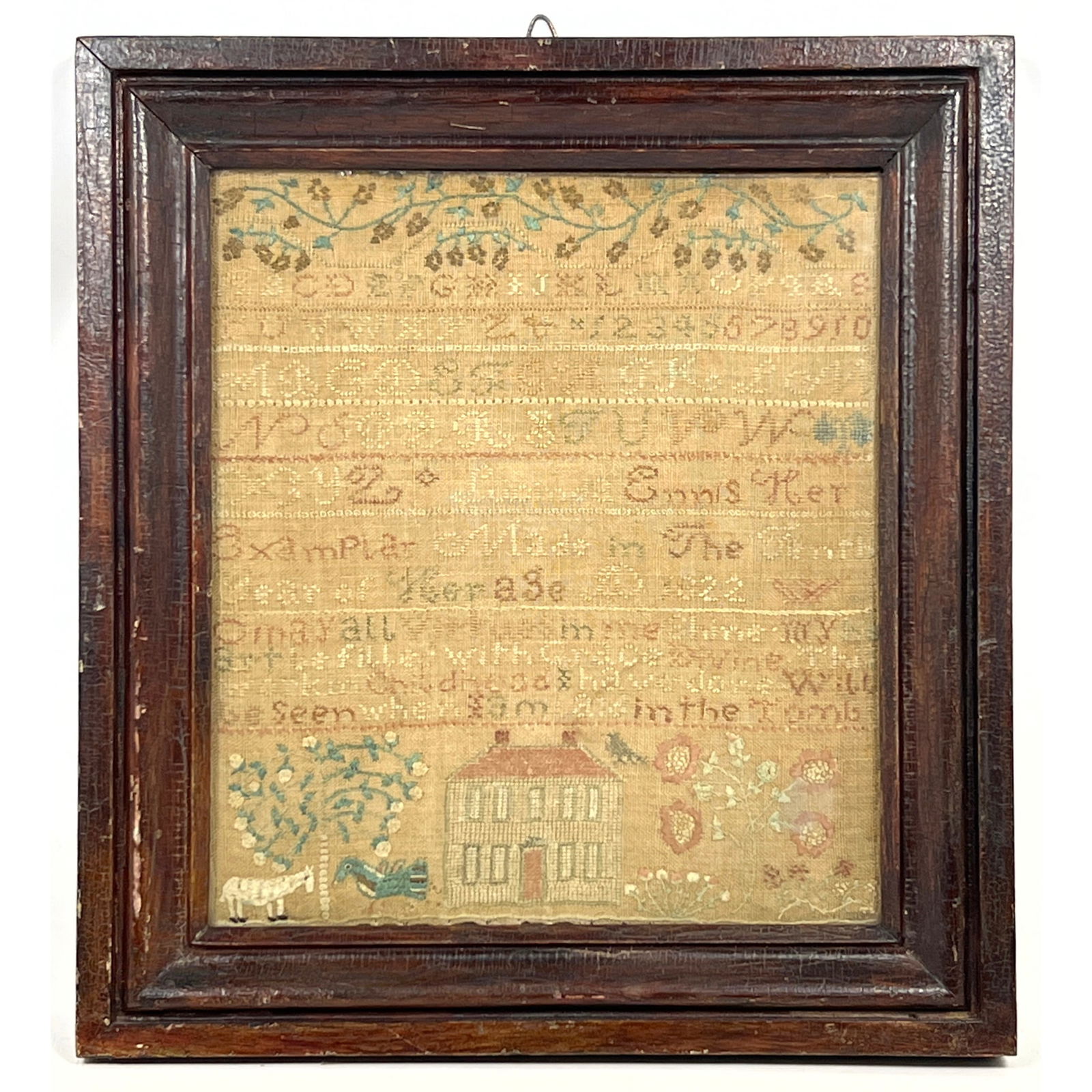 Lucinda Ennie in 1822 Needlework Sampler. Framed. (1 of 10)