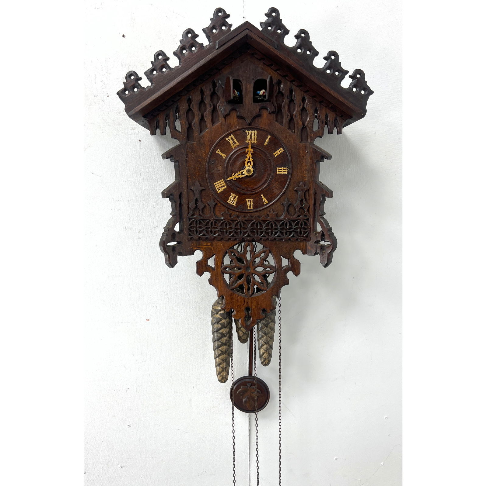 Large Vintage German 3 Weight Cuckoo Wall Clock. (1 of 13)