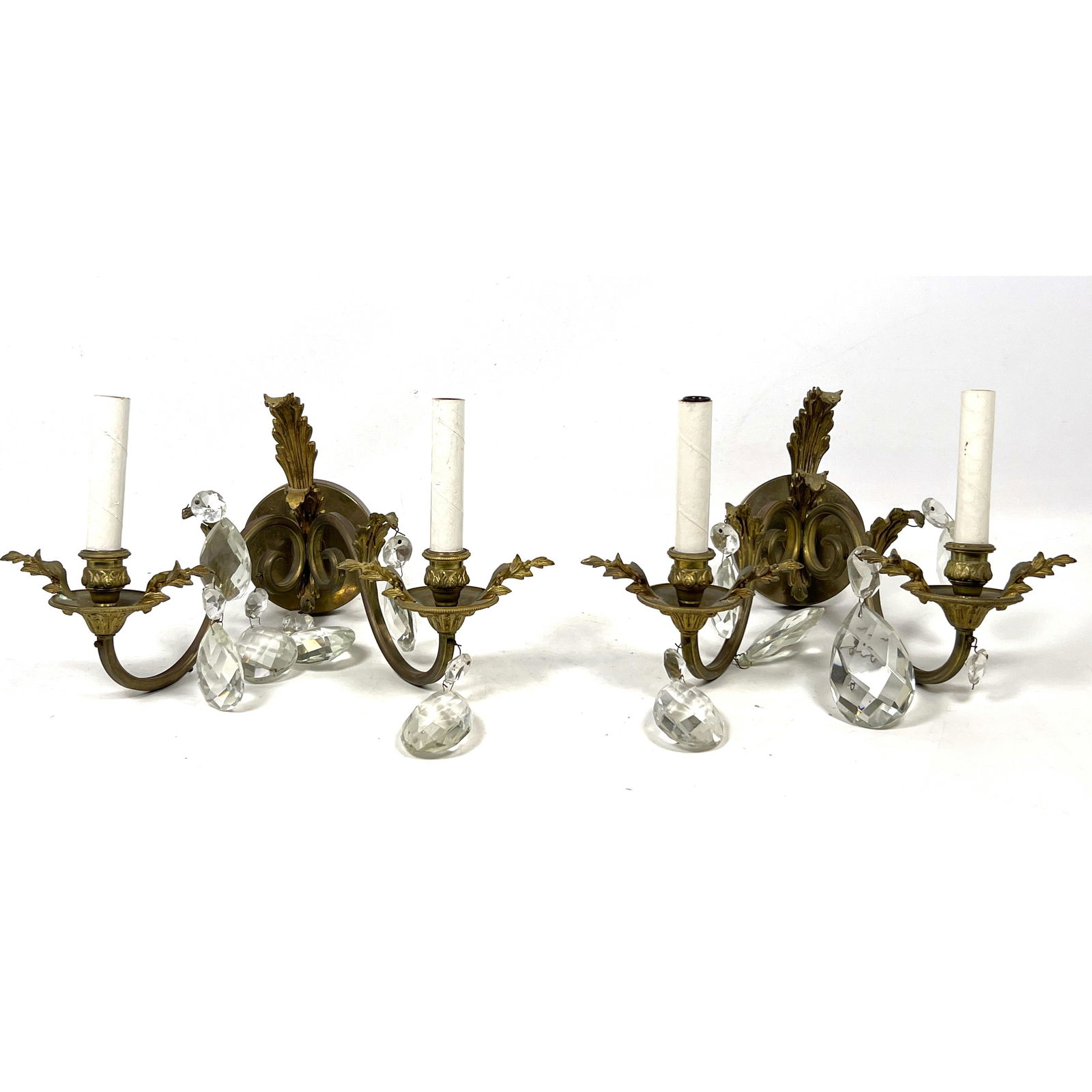 Pair of two-light wall sconces in the Louis XV style. Brass. (1 of 11)