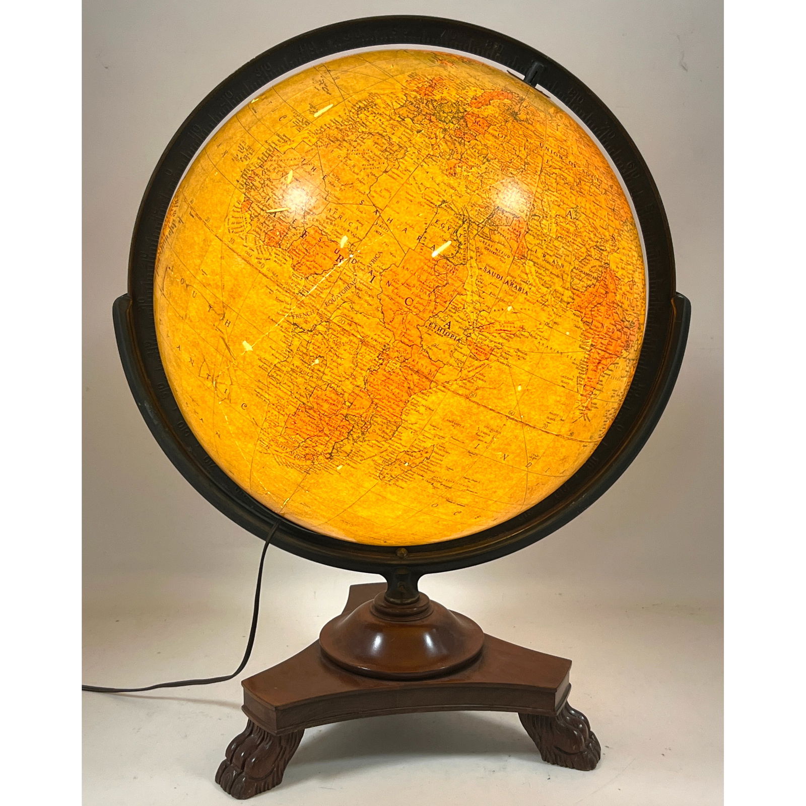 Terrestrial library globe manufactured by Replogle Globes, Inc., Chicago. Glass light p. (1 of 14)