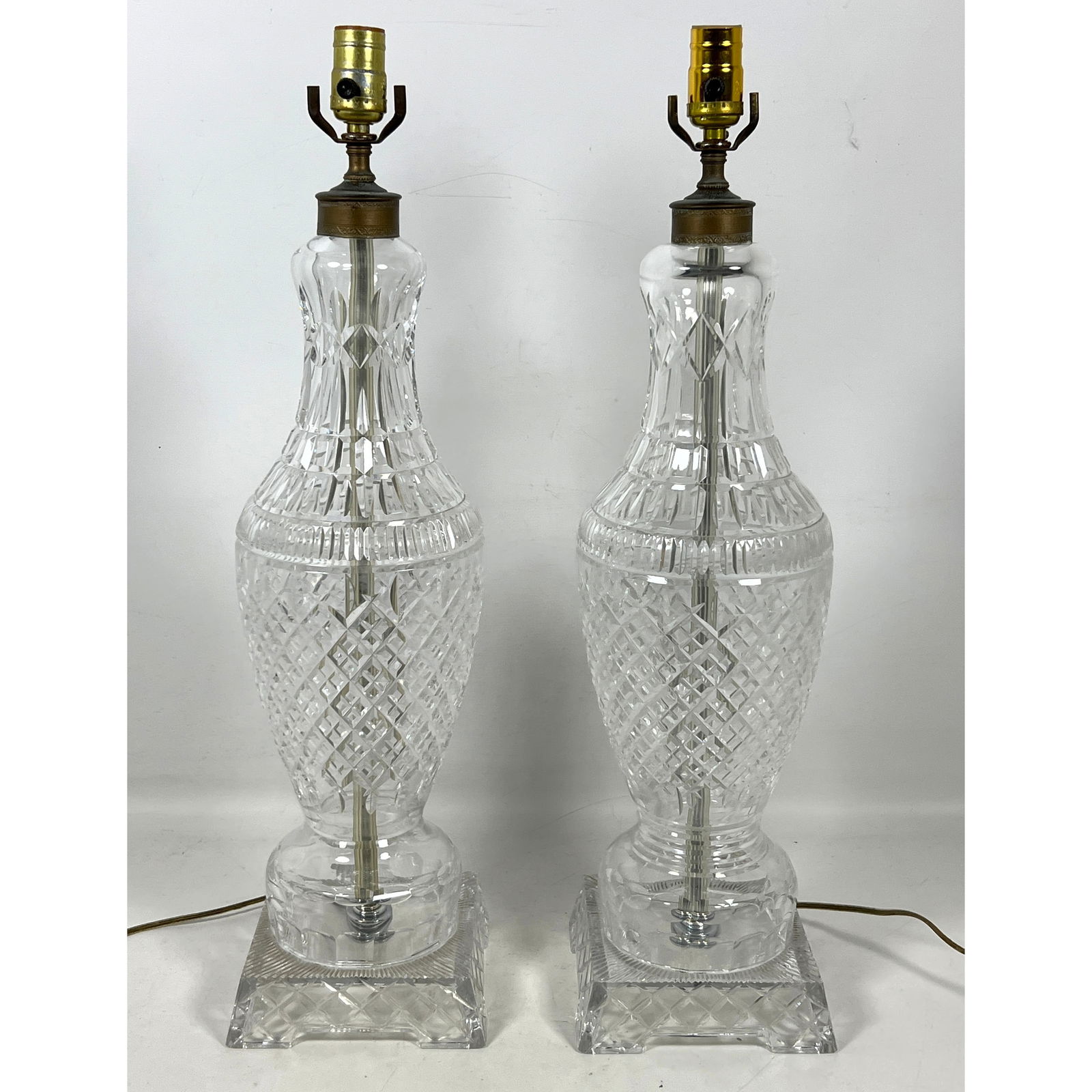 Pair Crystal Table Lamps. Waterford style. No Harps. (1 of 11)