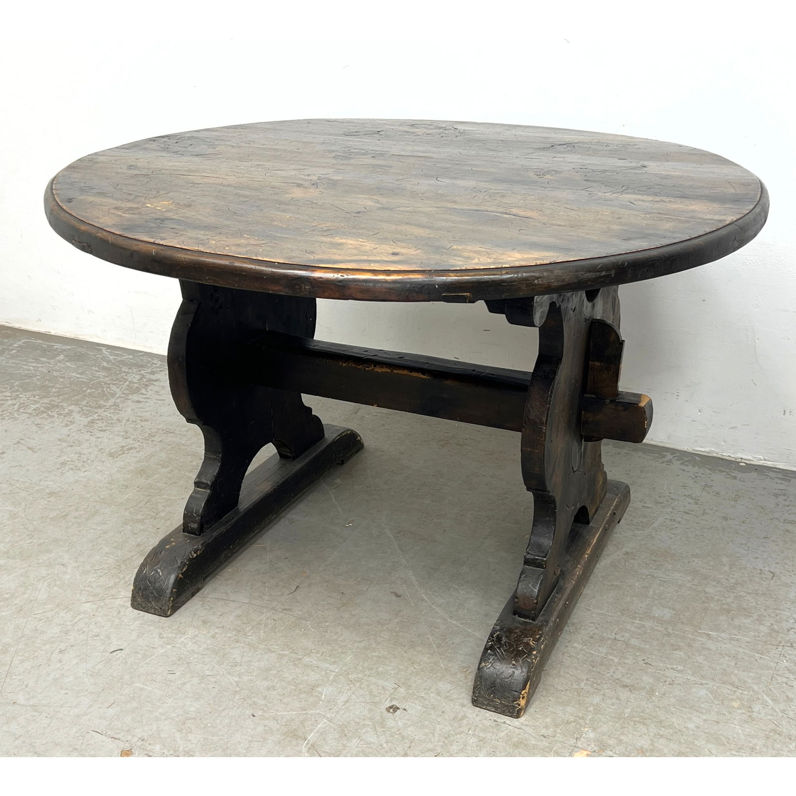 Spanish Revival style vendange table. Dark stained finish. (1 of 12)