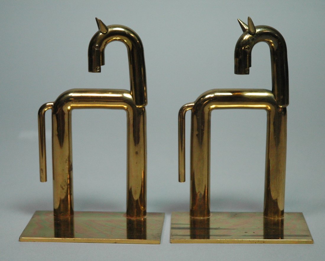 Pr CHASE Art Deco Brass Horse Bookends. Rare pair: Pr CHASE Art Deco Brass Horse Bookends. Rare pair. Marked. -- Dimensions: H: 6 inches: W: 4 inches: D: 2.5 inches --- US Shipping charge: $14