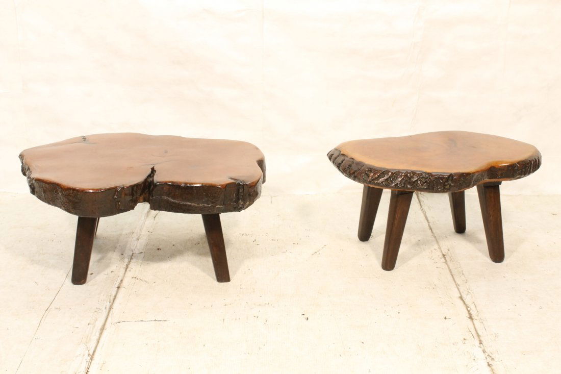 Pr Thick Slab Tree Slice Tables. Tapered square p: Pr Thick Slab Tree Slice Tables. Tapered square peg legs. Thick slabs. Tables are different sizes.-- Dimensions: H: 16 inches: W: 37.5 inches: D: 30.5 inches ---