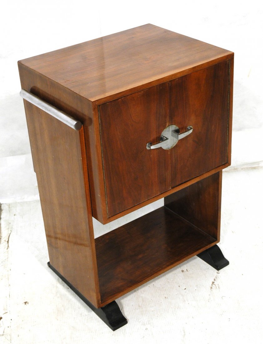 Antique Art Deco 2 Door Bar. Chrome Accents. Blac: Antique Art Deco 2 Door Bar. Chrome Accents. Black Legs. Mirrored interior. -- Dimensions: H: 31 inches: W: 22 inches: D: 16 inches ---