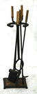 Modernist Set Black Iron & Brass Fireplace Tools.