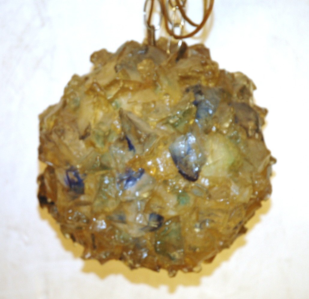 70's modern Brutalist Ball Plastic Nugget Shade P: 70's modern Brutalist Ball Plastic Nugget Shade Pendant lamp. Blues & grays.-- Dimensions: H: 10 inches ---