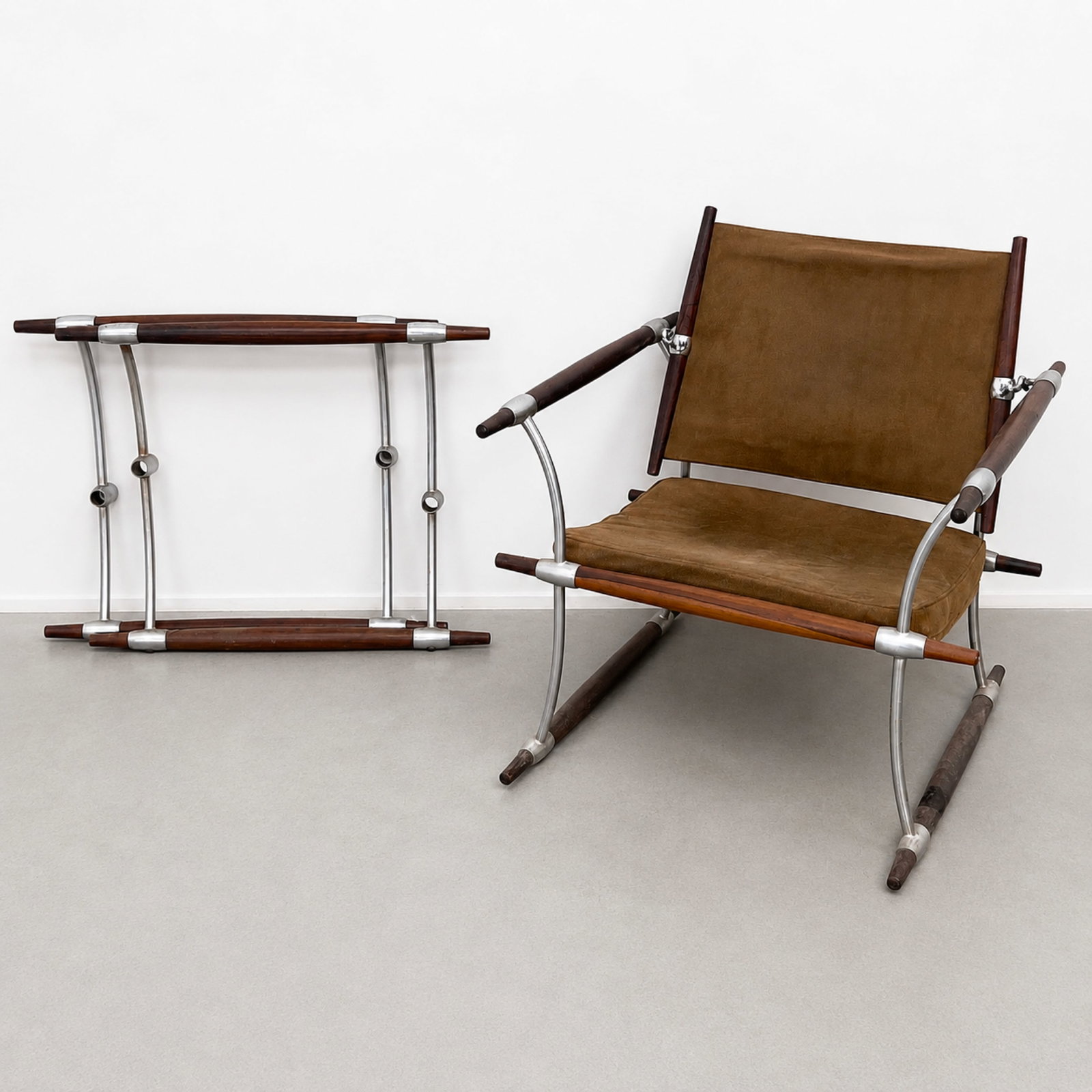 JENS QUISTGAARD Rosewood "STOKE" Safari Lounge Chair. Plus extra parts for another chair. MCM Stylis: JENS QUISTGAARD Rosewood "STOKE" Safari Lounge Chair. Plus extra parts for another chair. MCM Stylish Iconic design features toothpick style stretchers on Modernist steel frames. Suede Sling Backrest 
