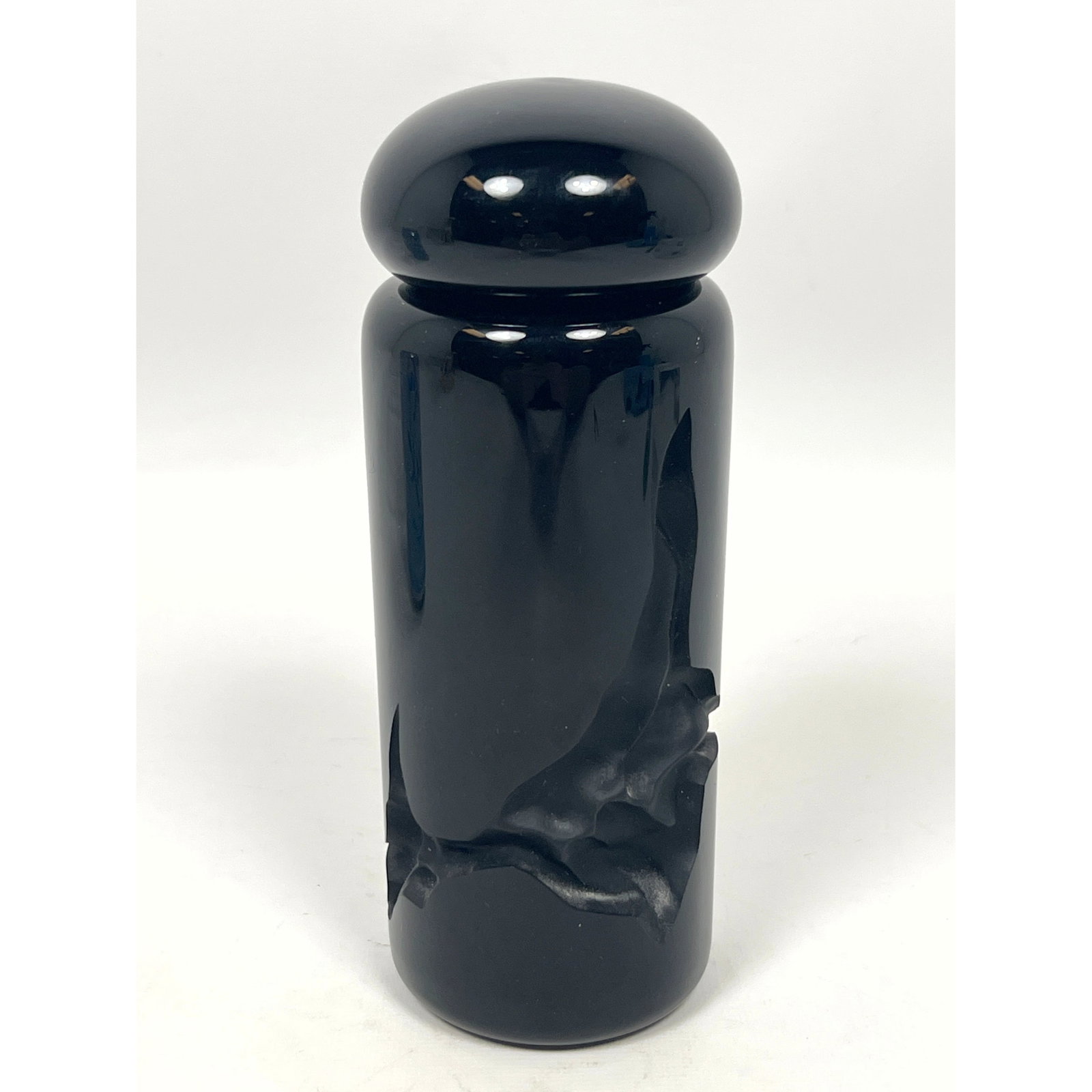 Deeble Carved art Glass Perfume Stoppered Bottle. Deeply carved. (1 of 10)